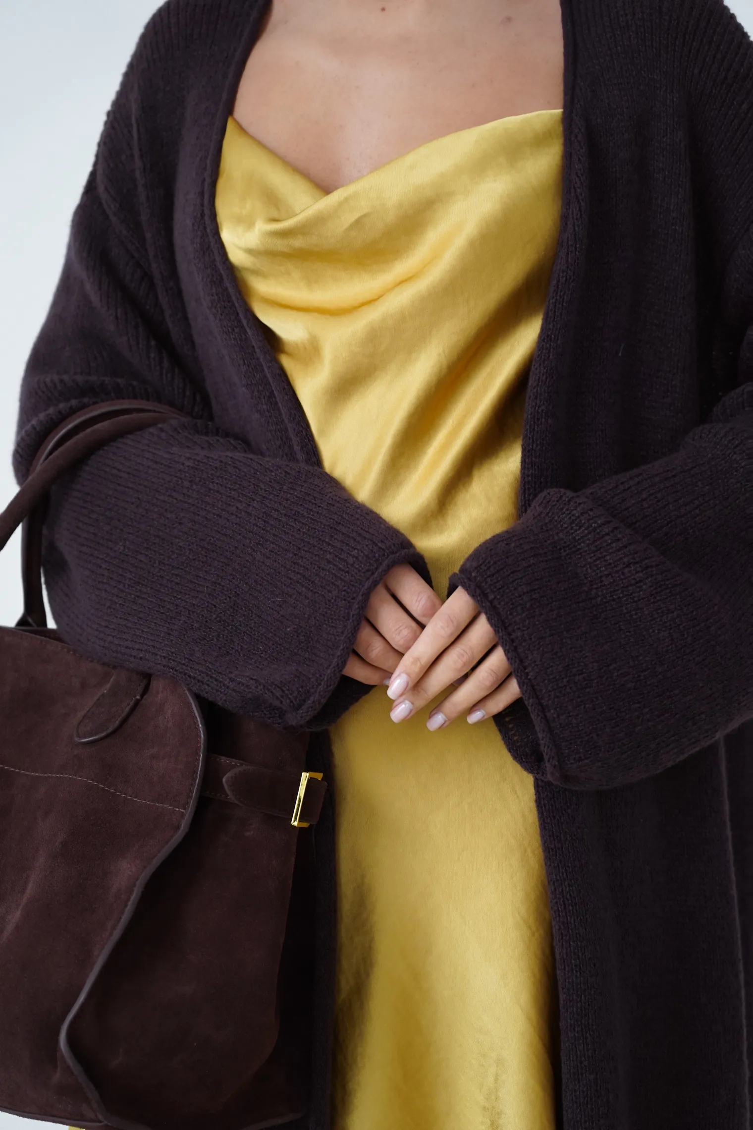 Кардиган миди ажурной вязки цвета горький шоколад фото 2