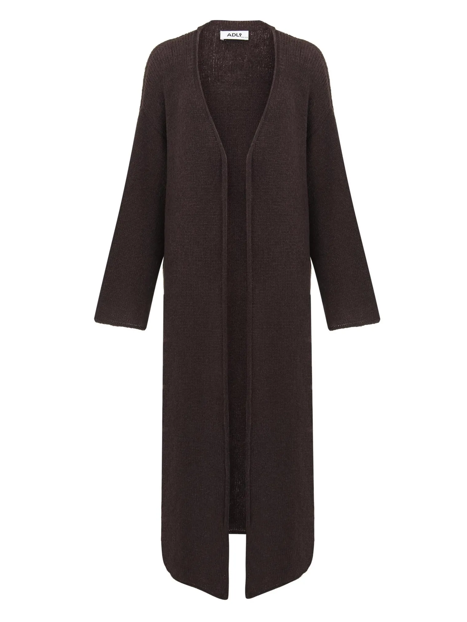 Кардиган миди ажурной вязки цвета горький шоколад фото 5