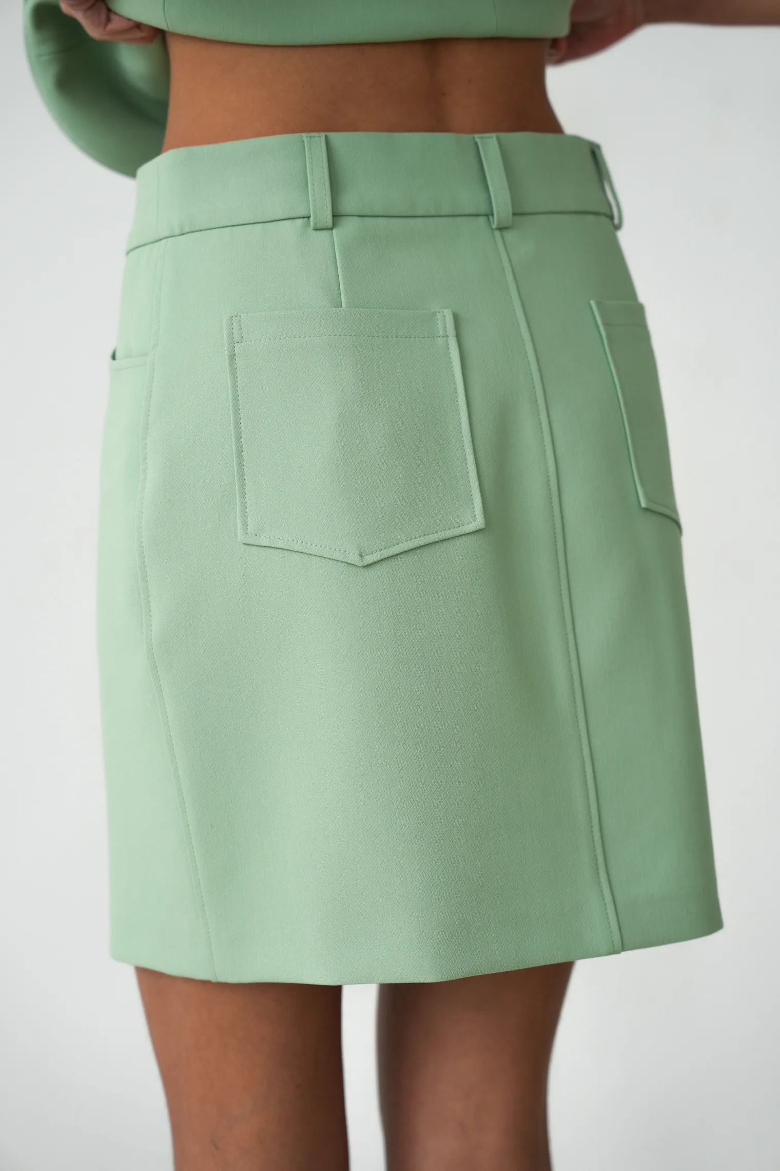 Юбка мини цвета шалфей фото 7