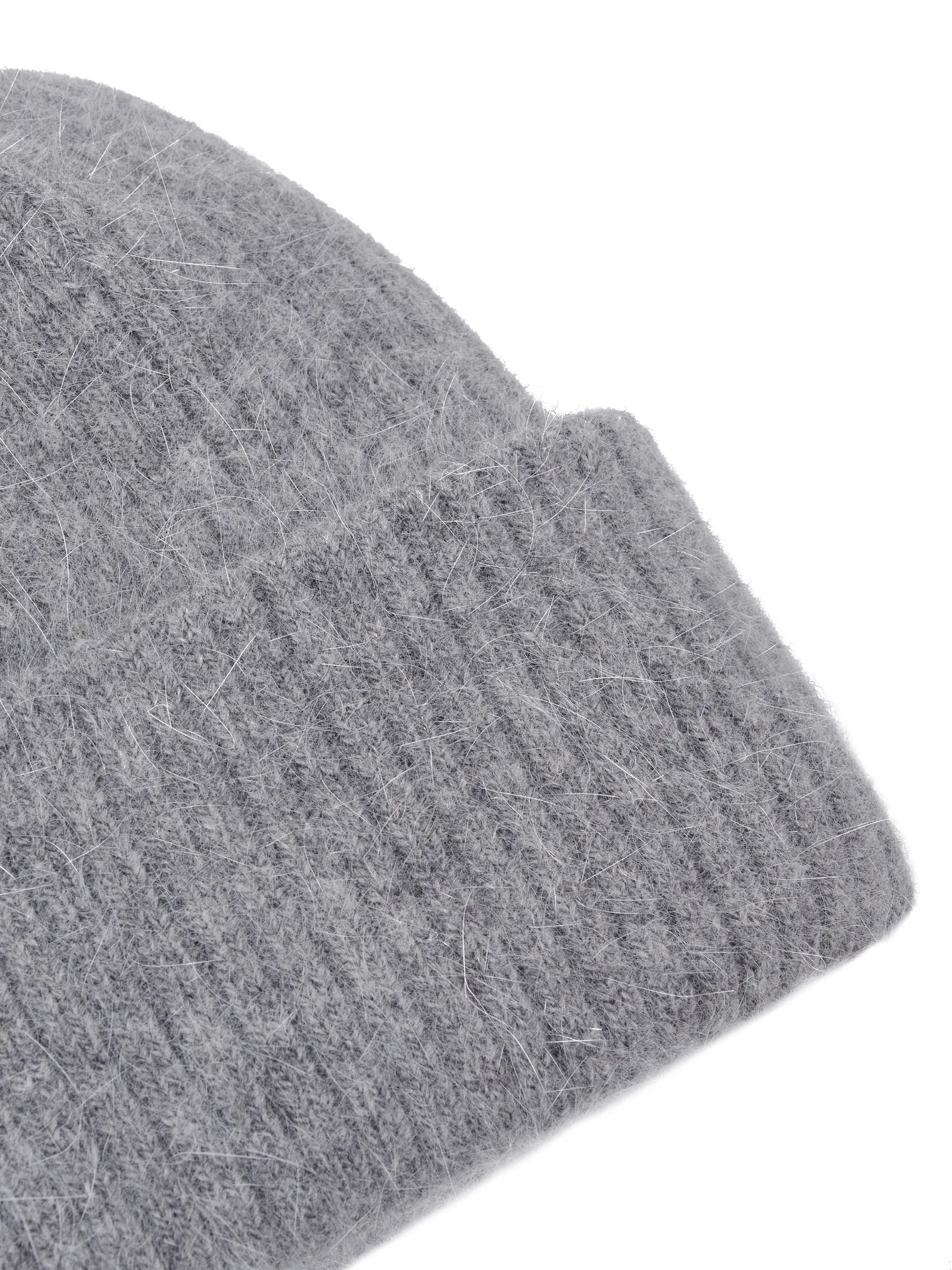 Шапка из ангоры двуслойная серого цвета фото 2