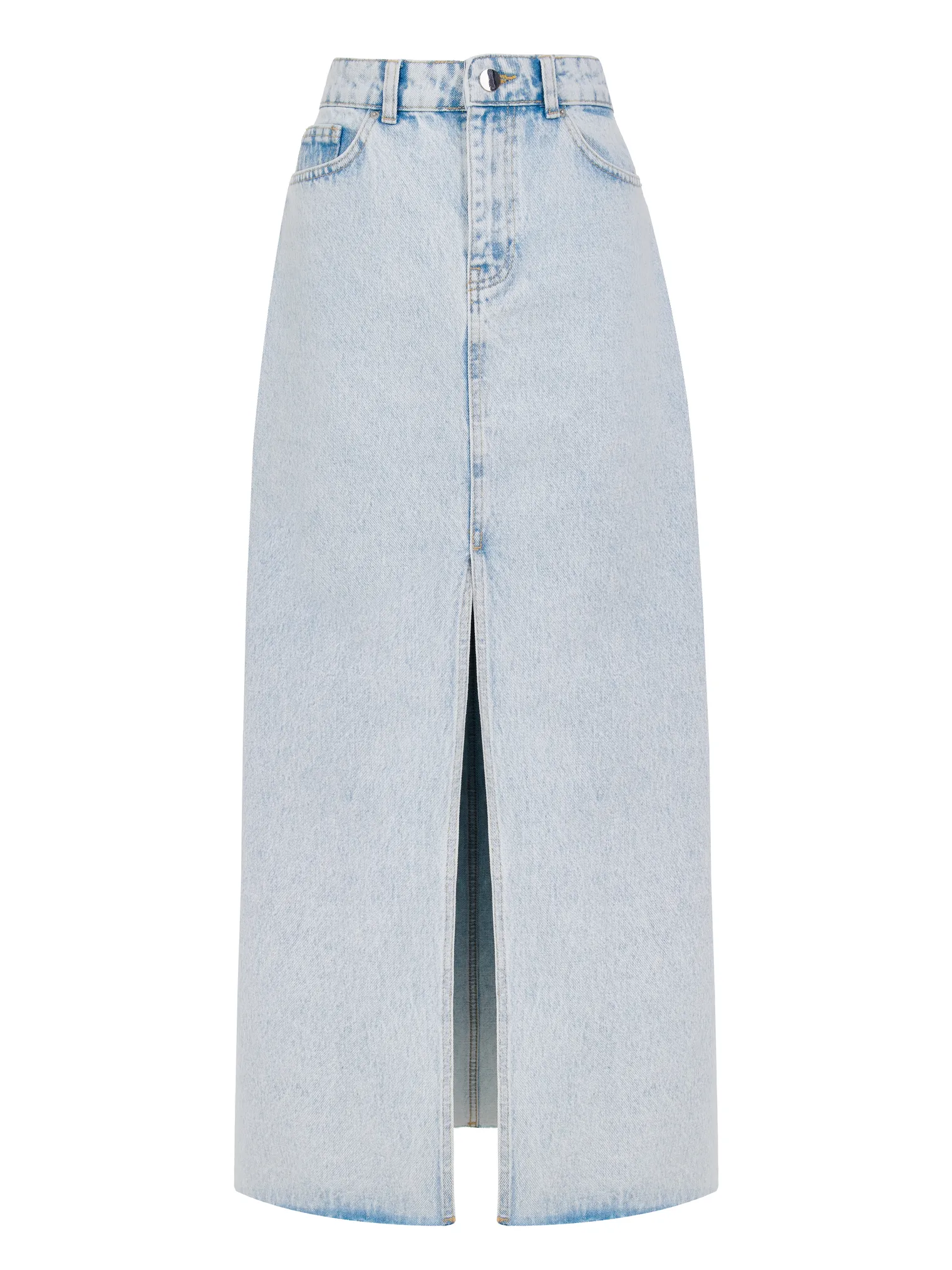 Юбка миди джинсовая в цвете голубая варка фото 1