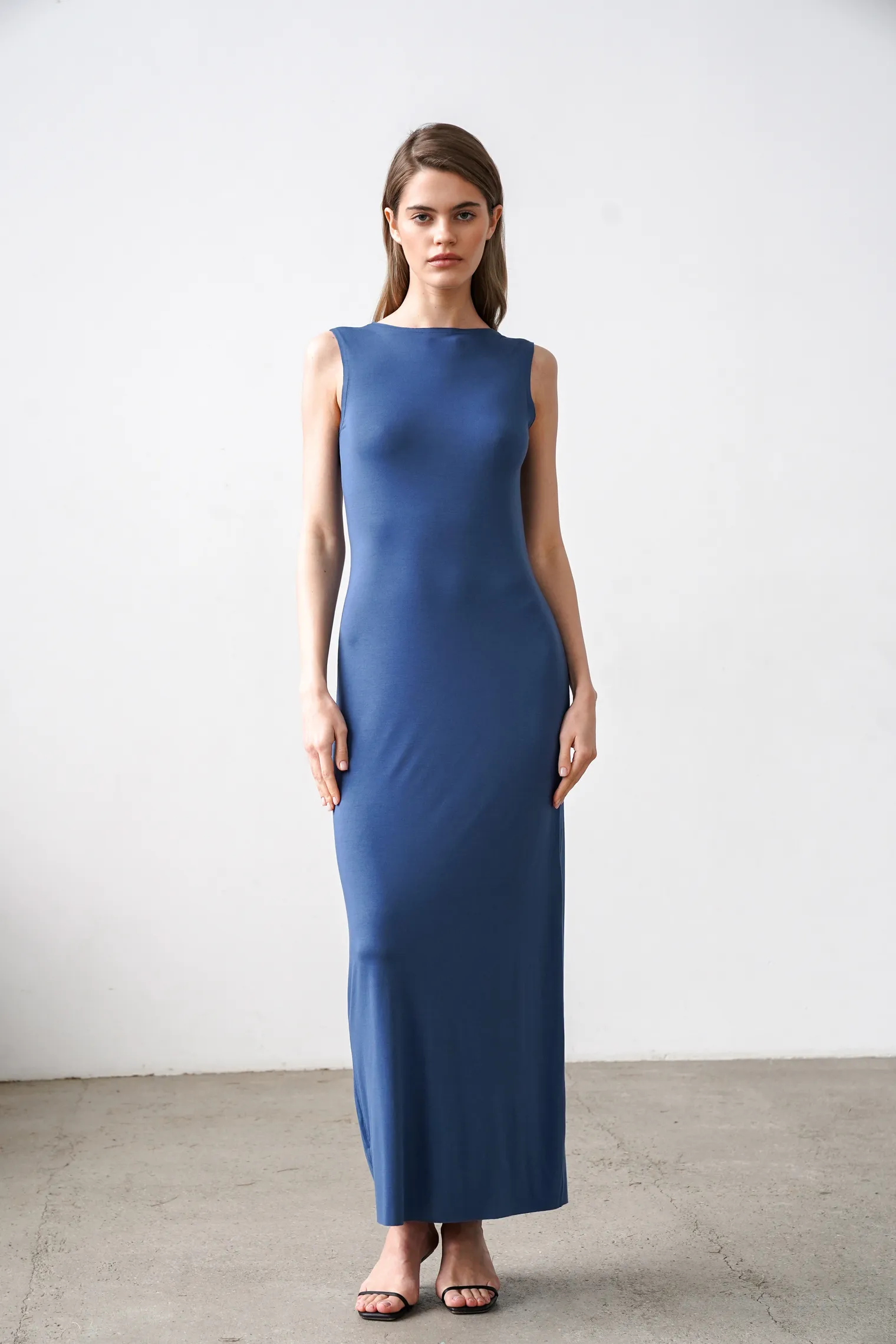 Платье макси цвета синий пепел фото 3