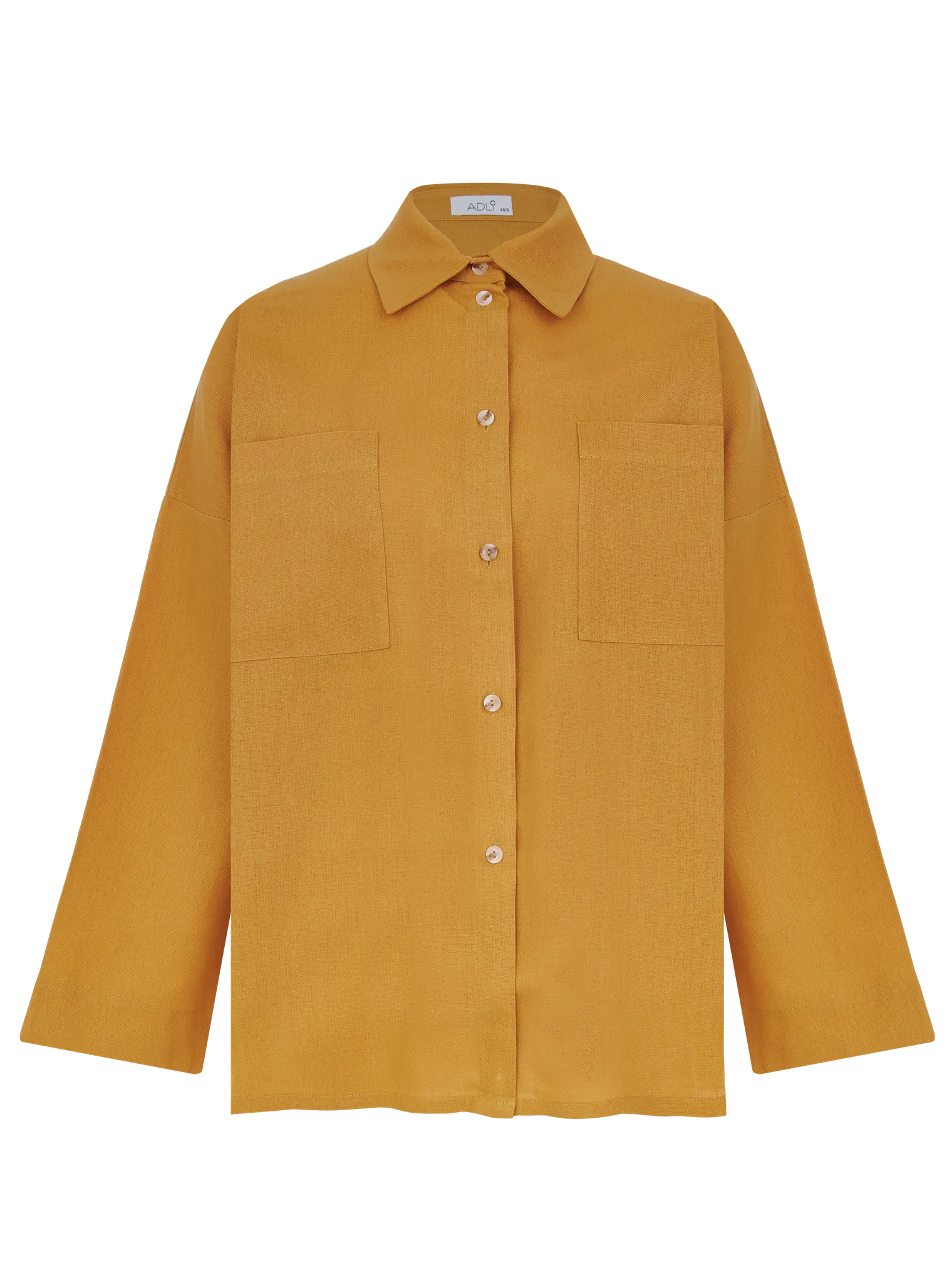 Костюм летний изо льна: рубашка, шорты горчичного цвета фото 1