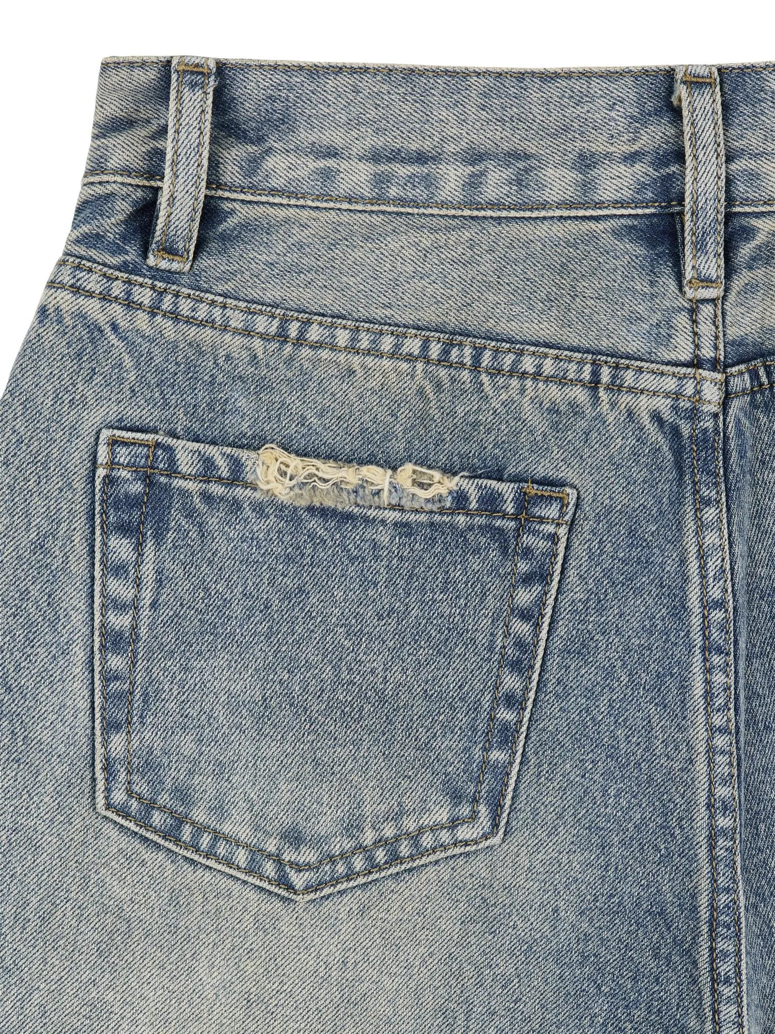 Джинсы свободного кроя в винтажном стиле голубого цвета фото 9