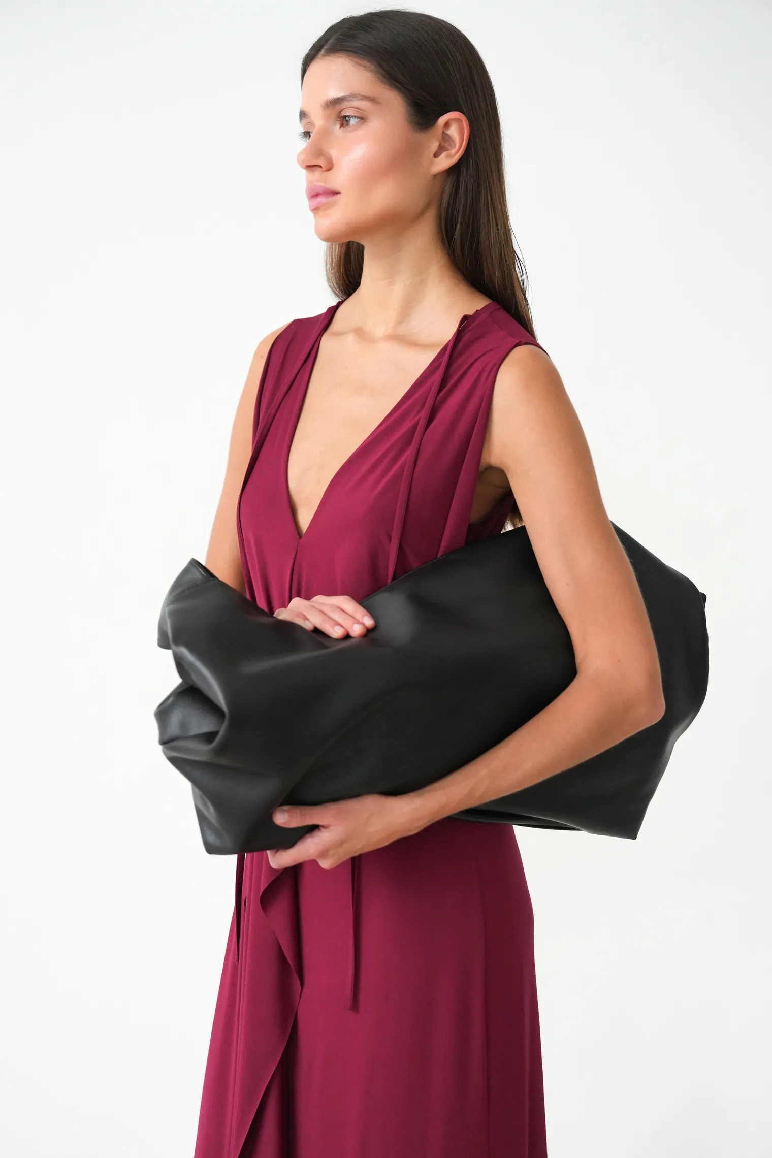 Платье из тонкого трикотажа бордового цвета фото 5