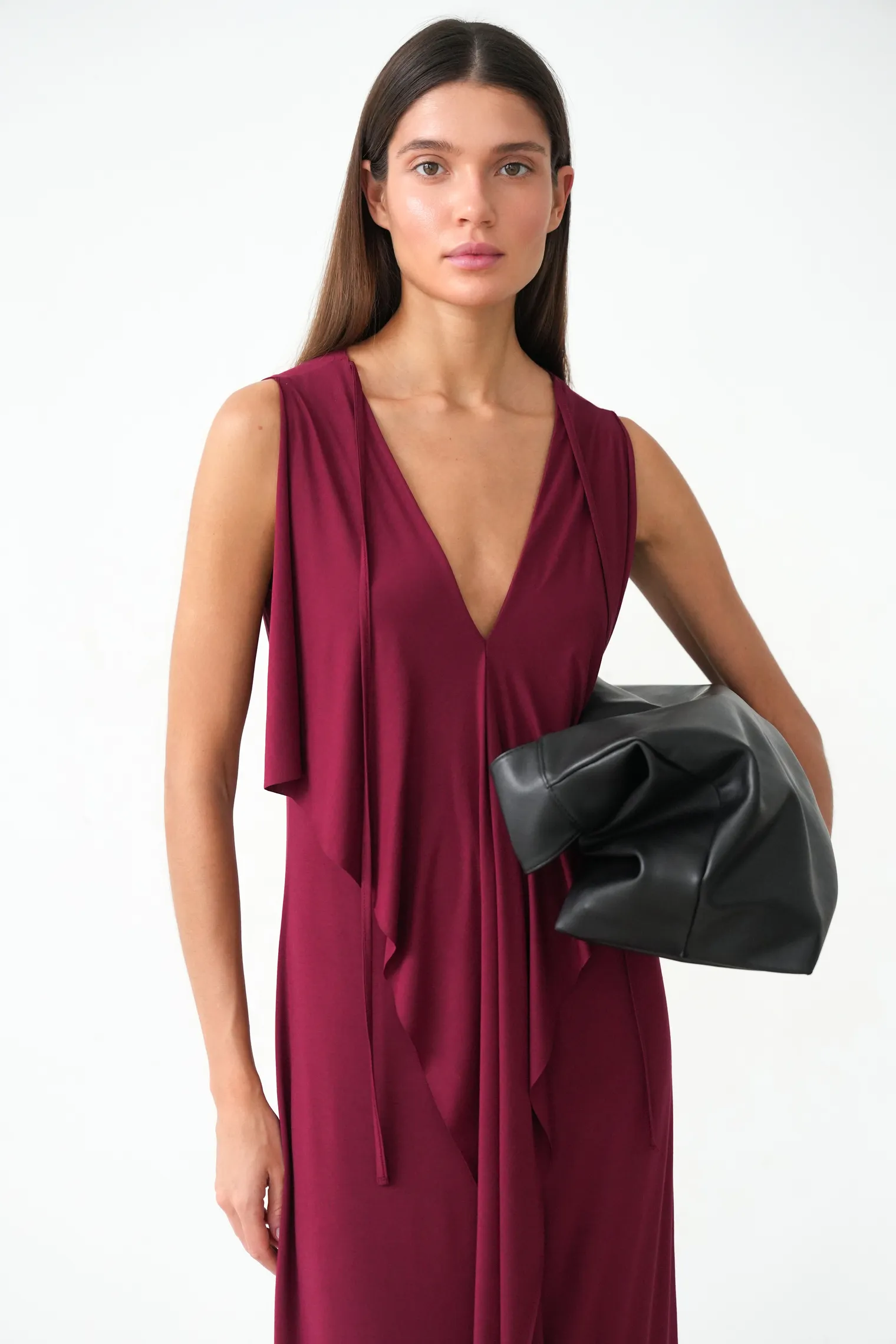 Платье из тонкого трикотажа бордового цвета фото 7