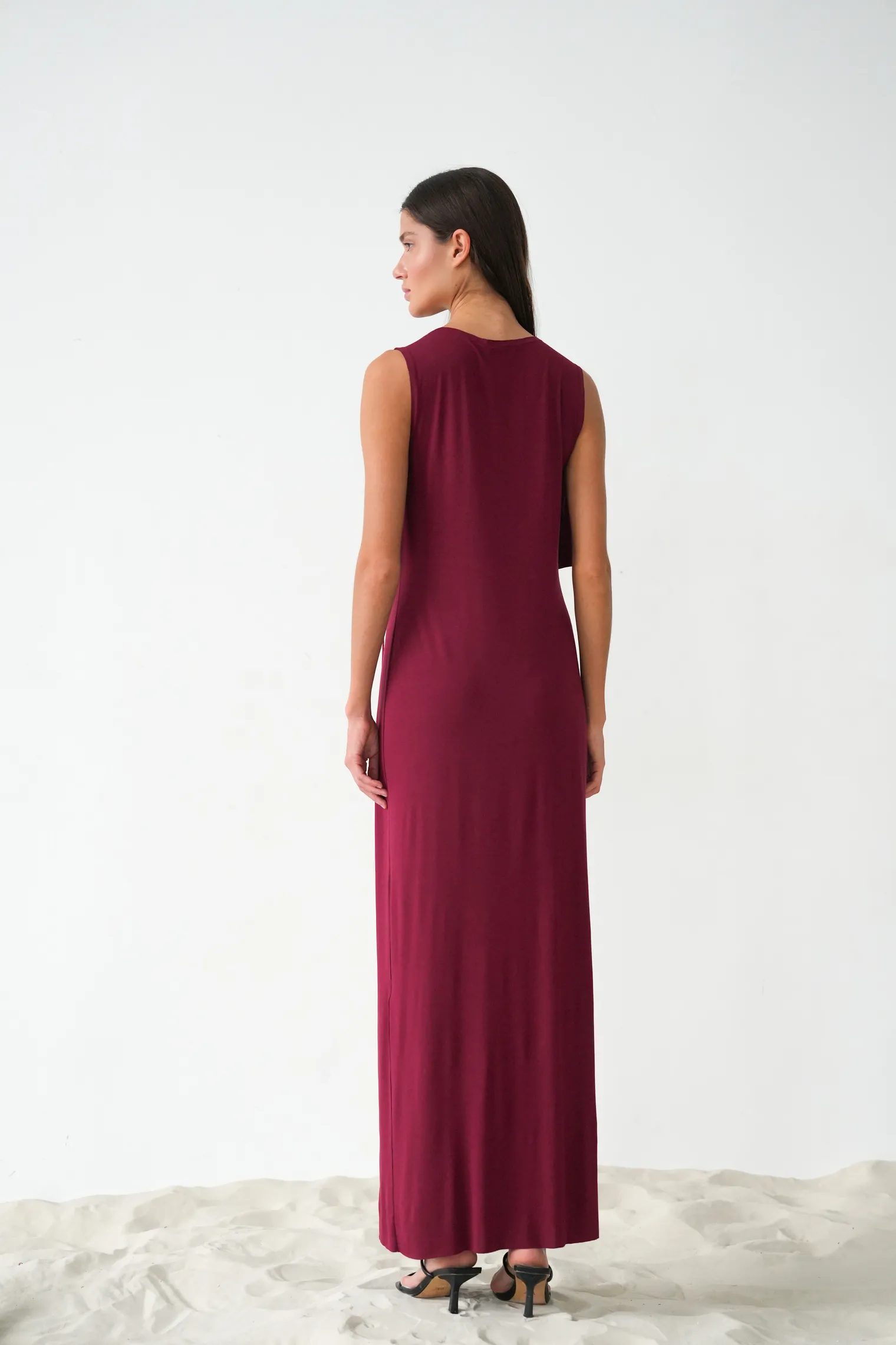 Платье из тонкого трикотажа бордового цвета фото 4