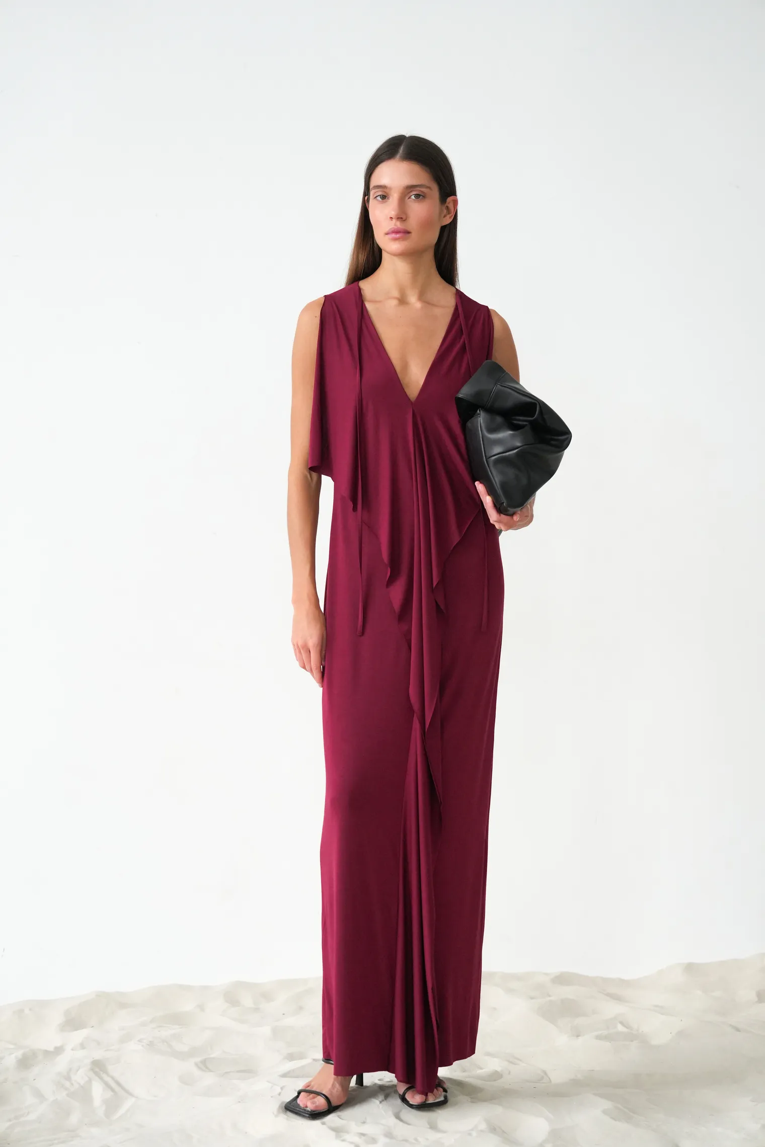 Платье из тонкого трикотажа бордового цвета фото 3