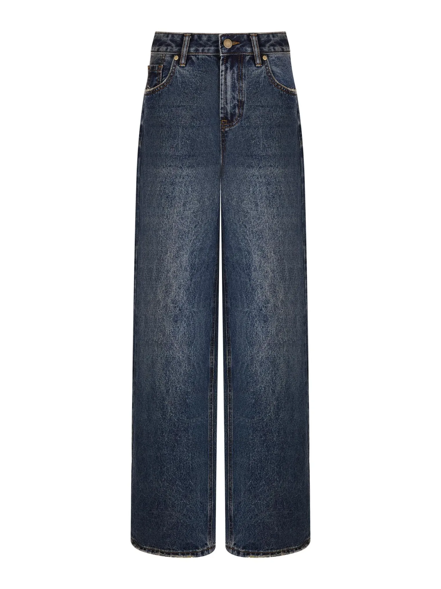 Джинсы свободного кроя в винтажном стиле синего цвета фото 7