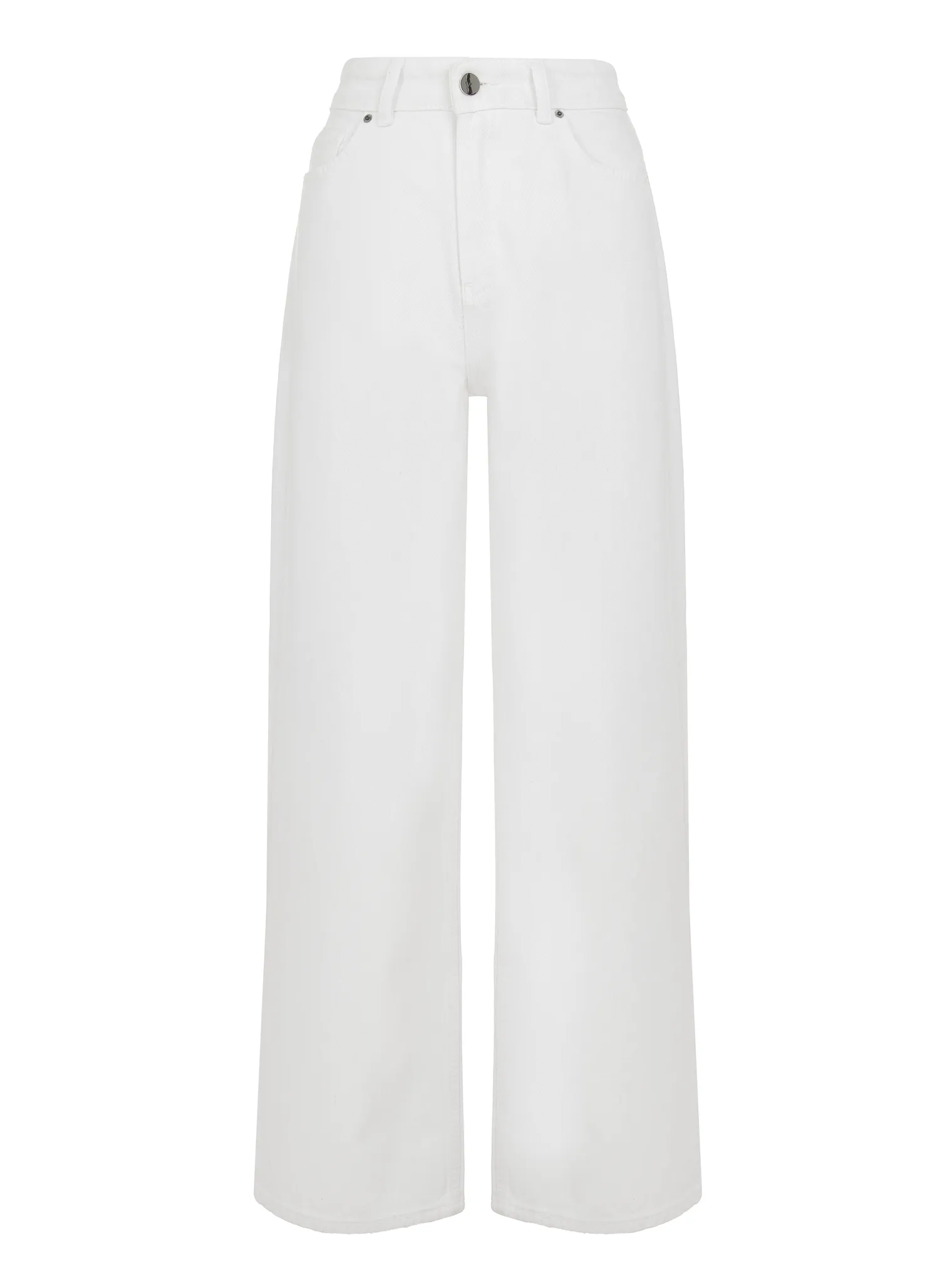 Джинсы широкого кроя с завышенной талией белого цвета фото 1