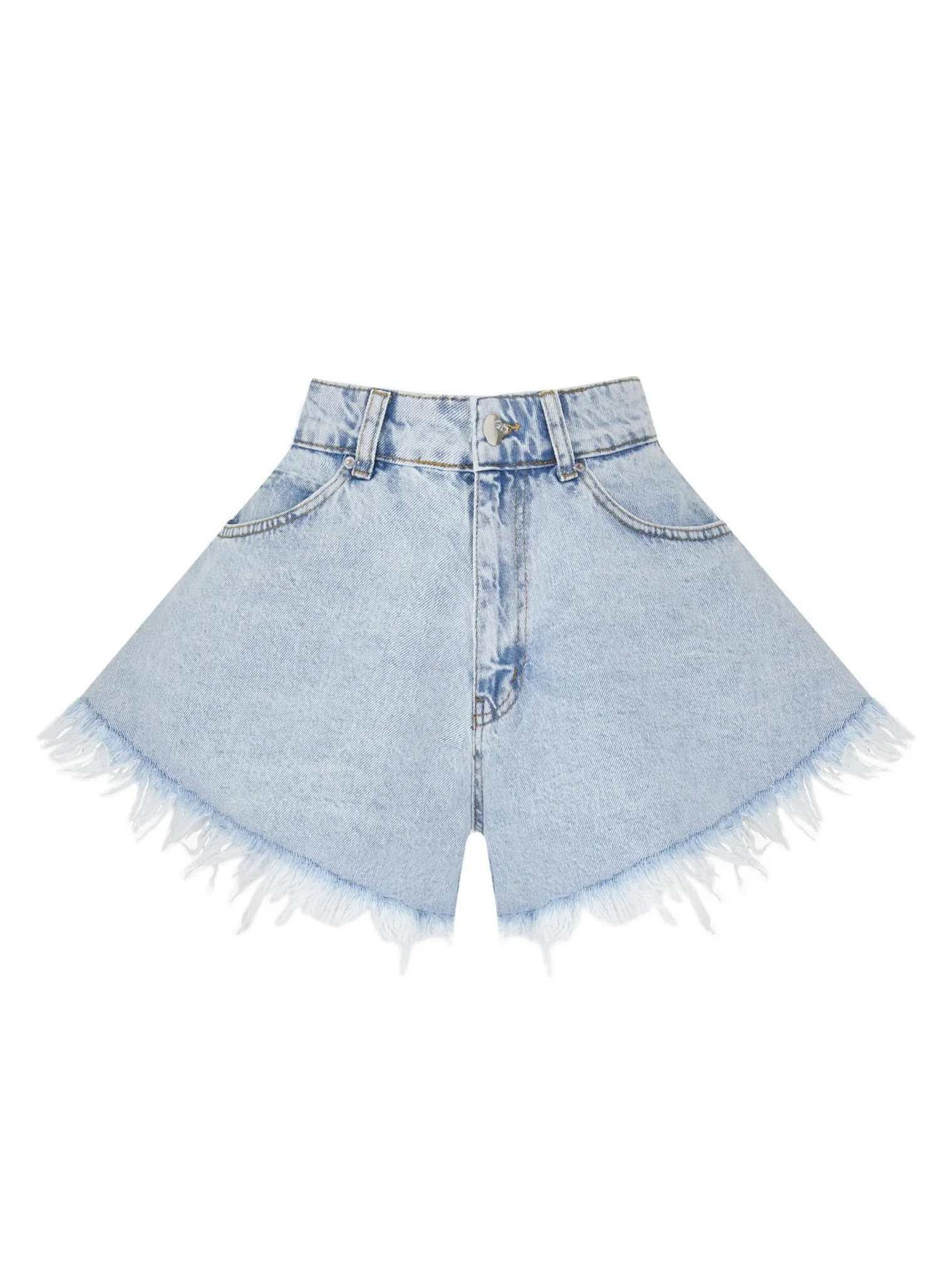 Шорты с завышенной талией в цвете голубая варка фото 1