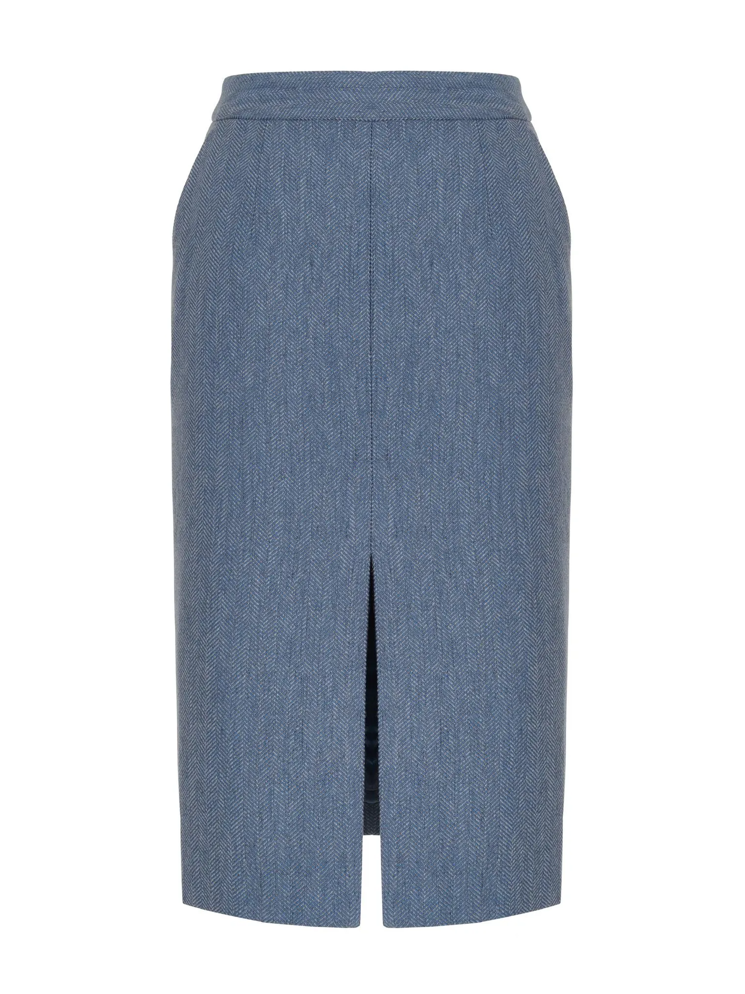 Юбка с разрезом из шерсти в цвете голубой/серый в ёлочку фото 8