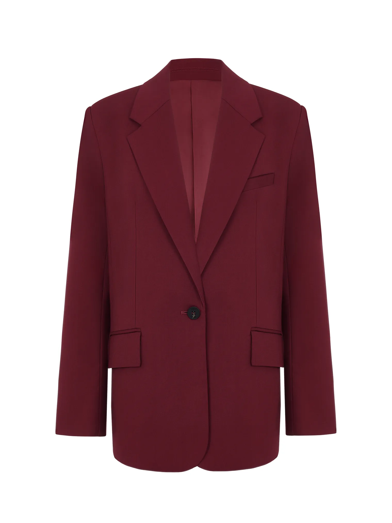 Однобортный жакет свободного кроя винного цвета фото 8