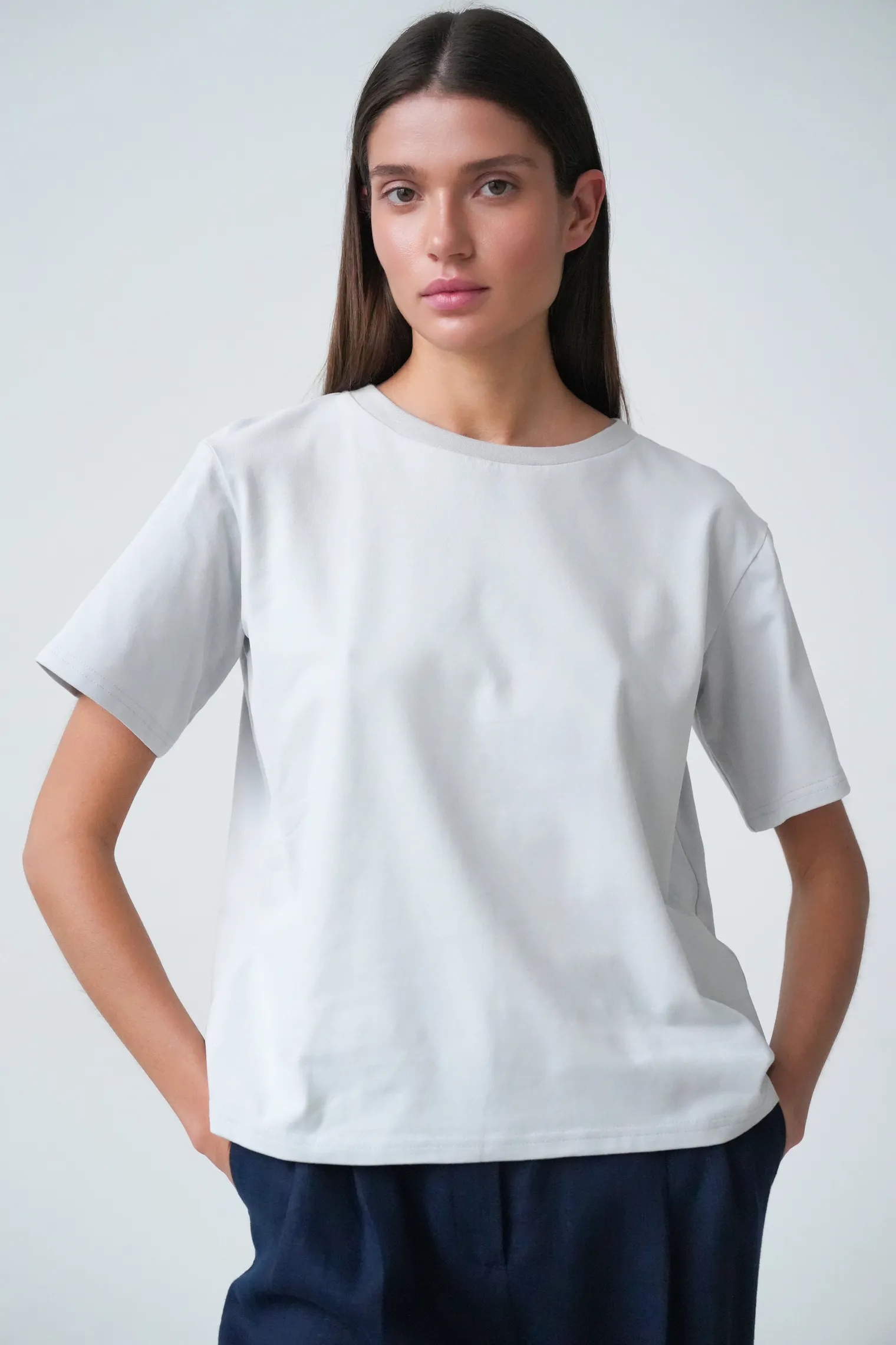 Футболка свободного кроя пепельного цвета фото 1