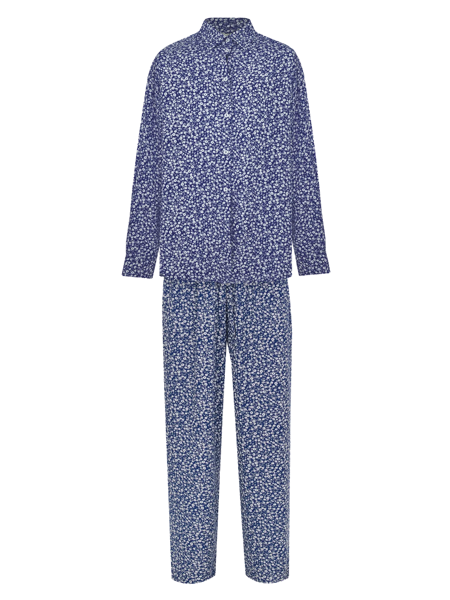 Костюм из хлопка: рубашка, брюки, топ с принтом в цвете синий/белый фото 1