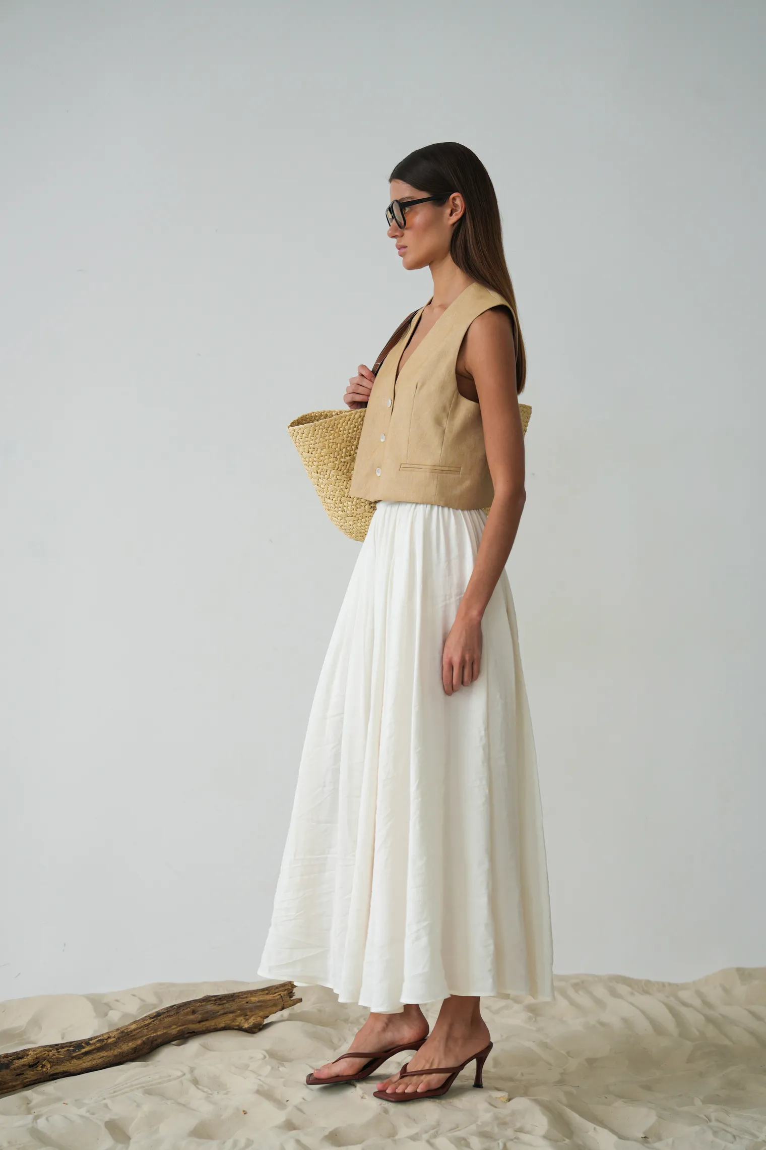 Юбка миди цвета тофу фото 5