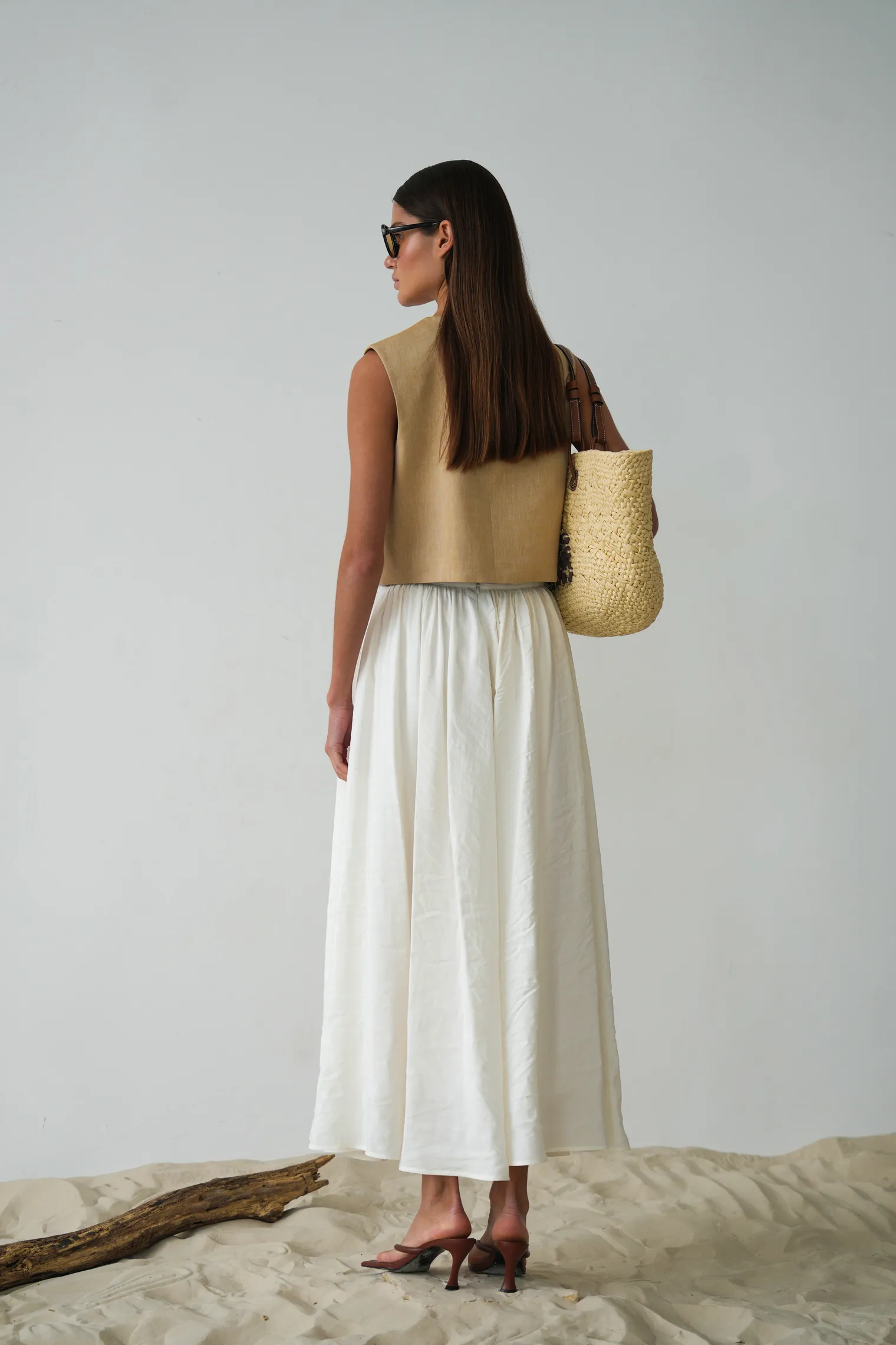 Юбка миди цвета тофу фото 6