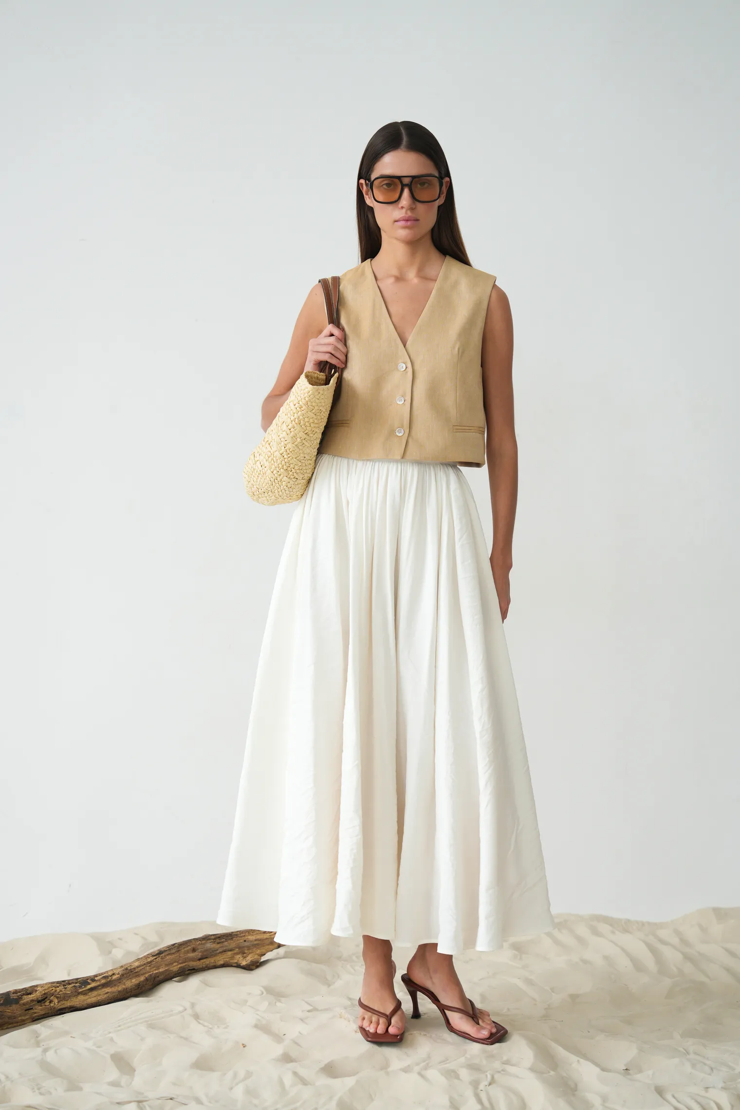 Юбка миди цвета тофу фото 3