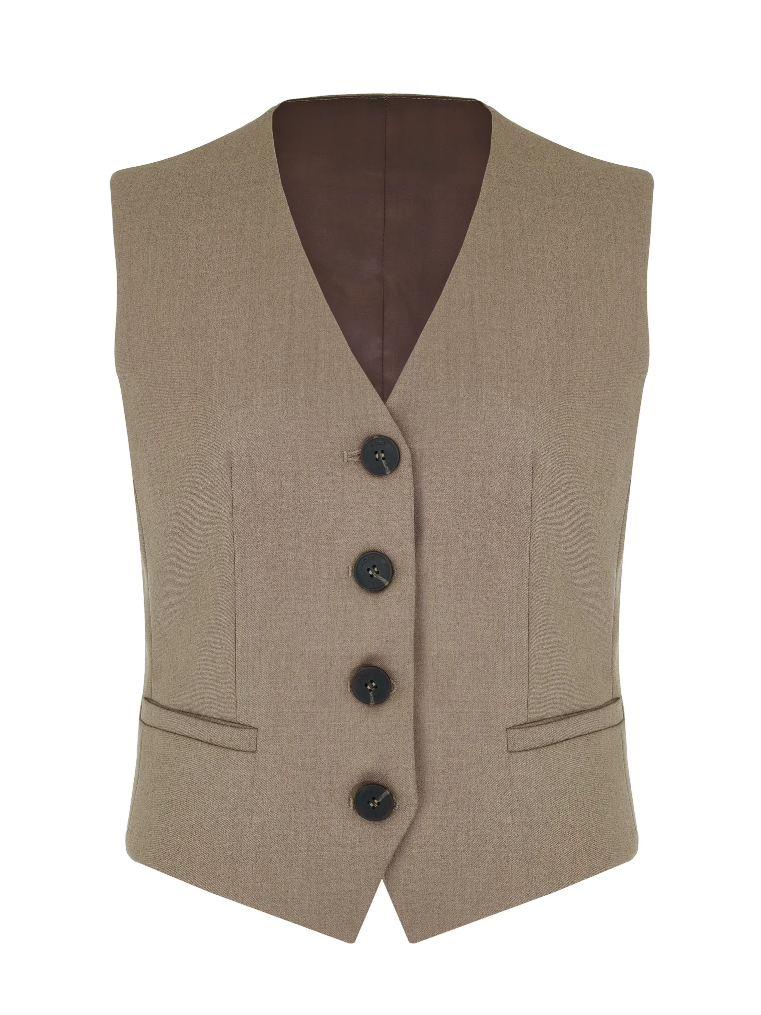 Однобортный жилет с пуговицами цвета мускатный орех фото 8
