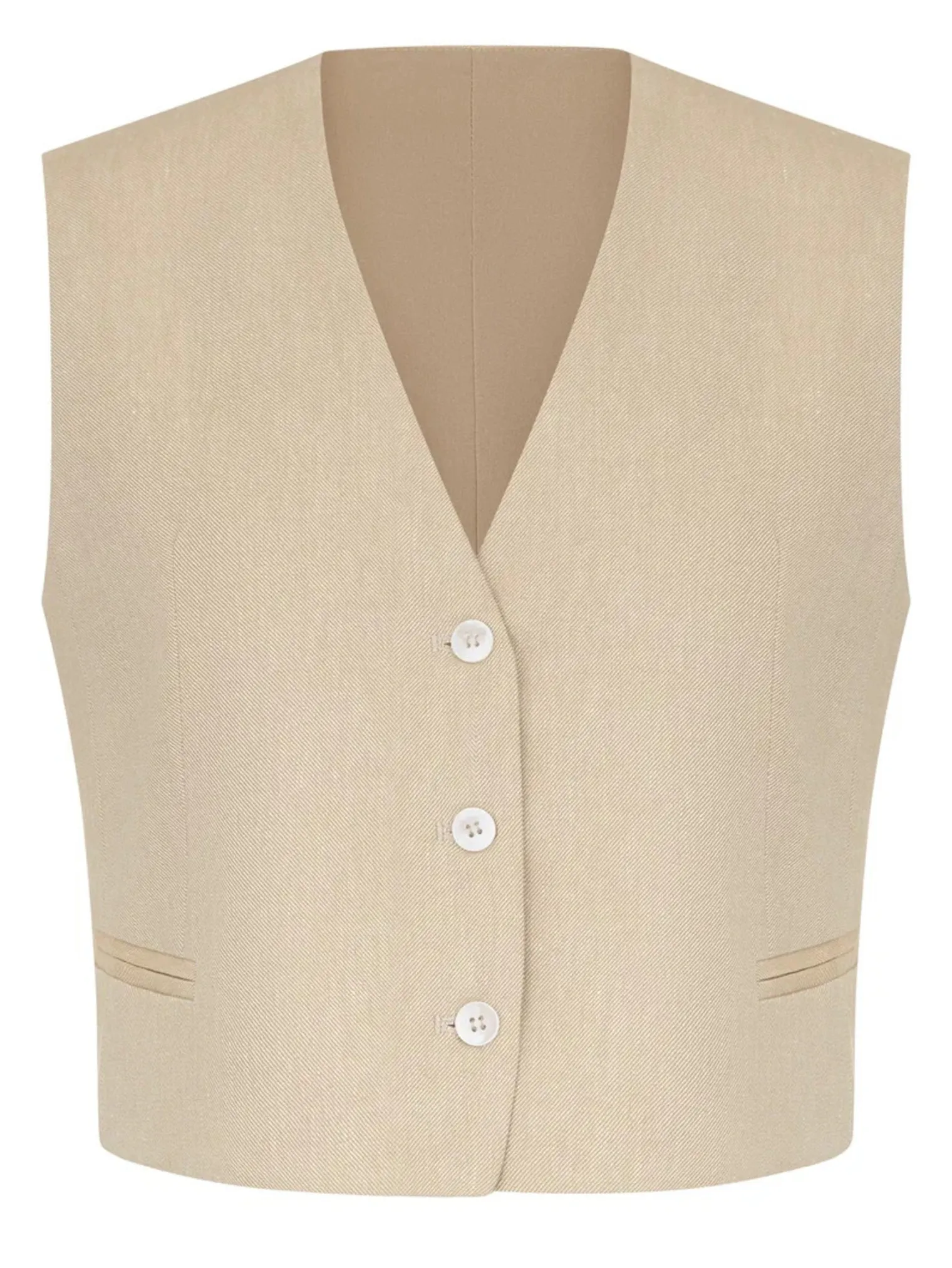 Жилет прямого кроя укороченный бежевого цвета фото 7