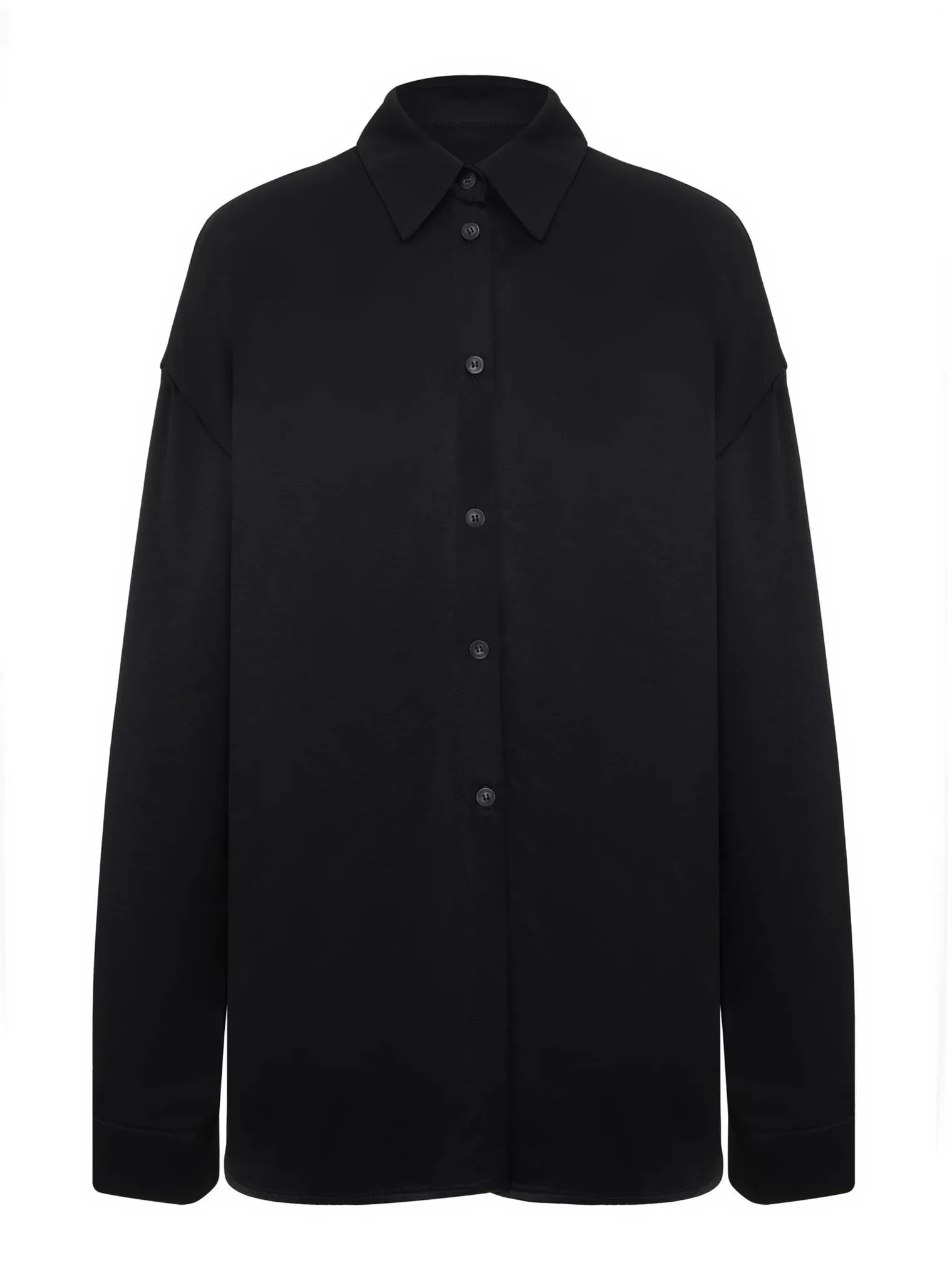 Рубашка свободного кроя с длинным рукавом чёрного цыета фото 7