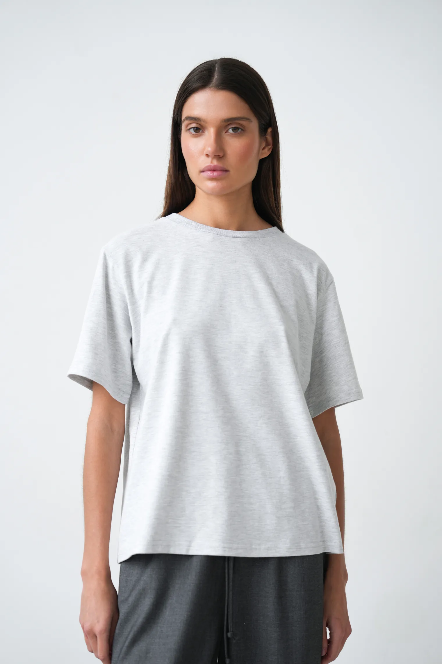 Футболка свободного кроя цвета серый меланж фото 1