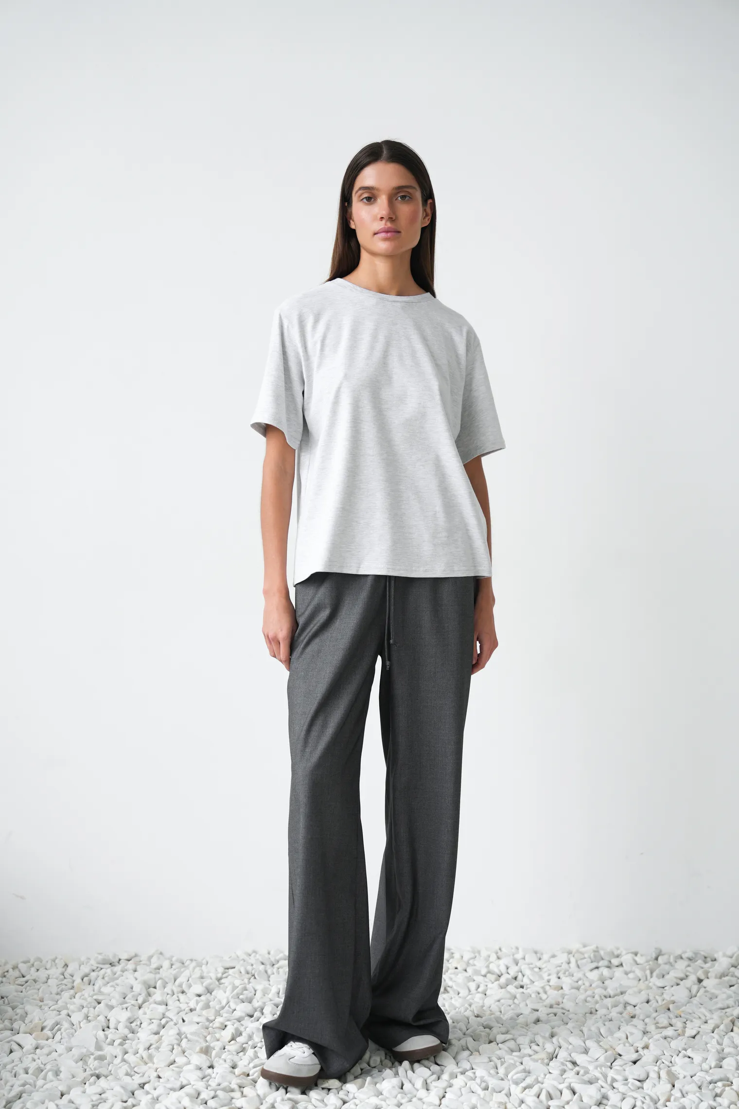 Футболка свободного кроя цвета серый меланж фото 3