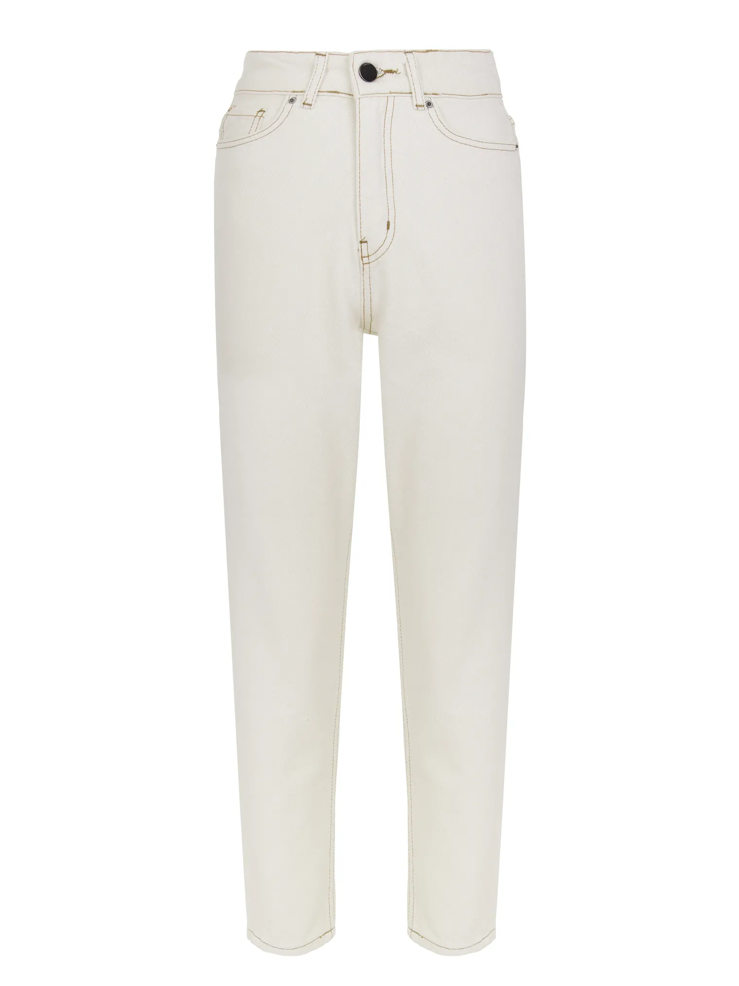 Джинсы с завышенной талией MOM-FIT молочного цвета фото 1
