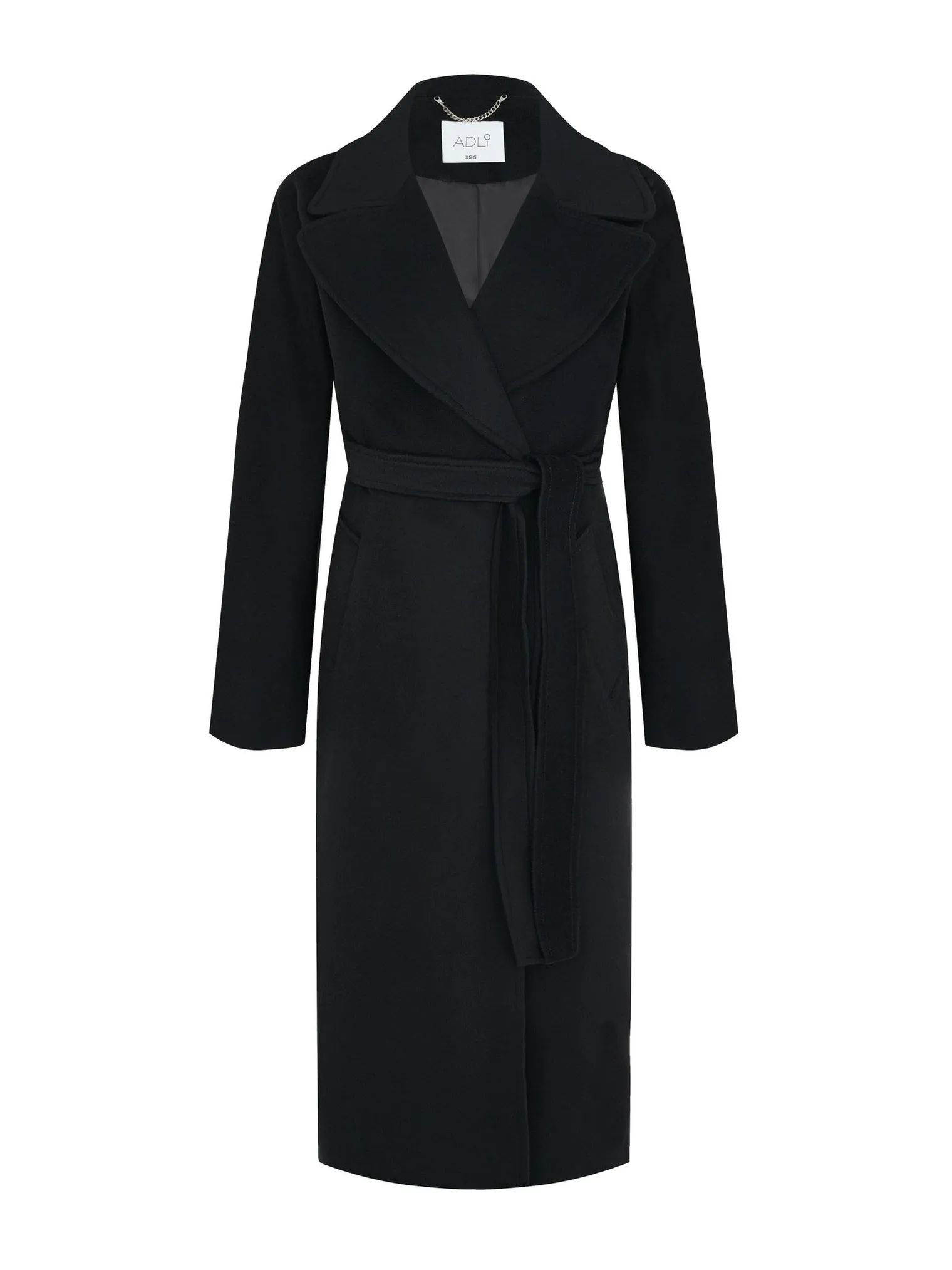 Пальто-халат с поясом чёрного цвета фото 8