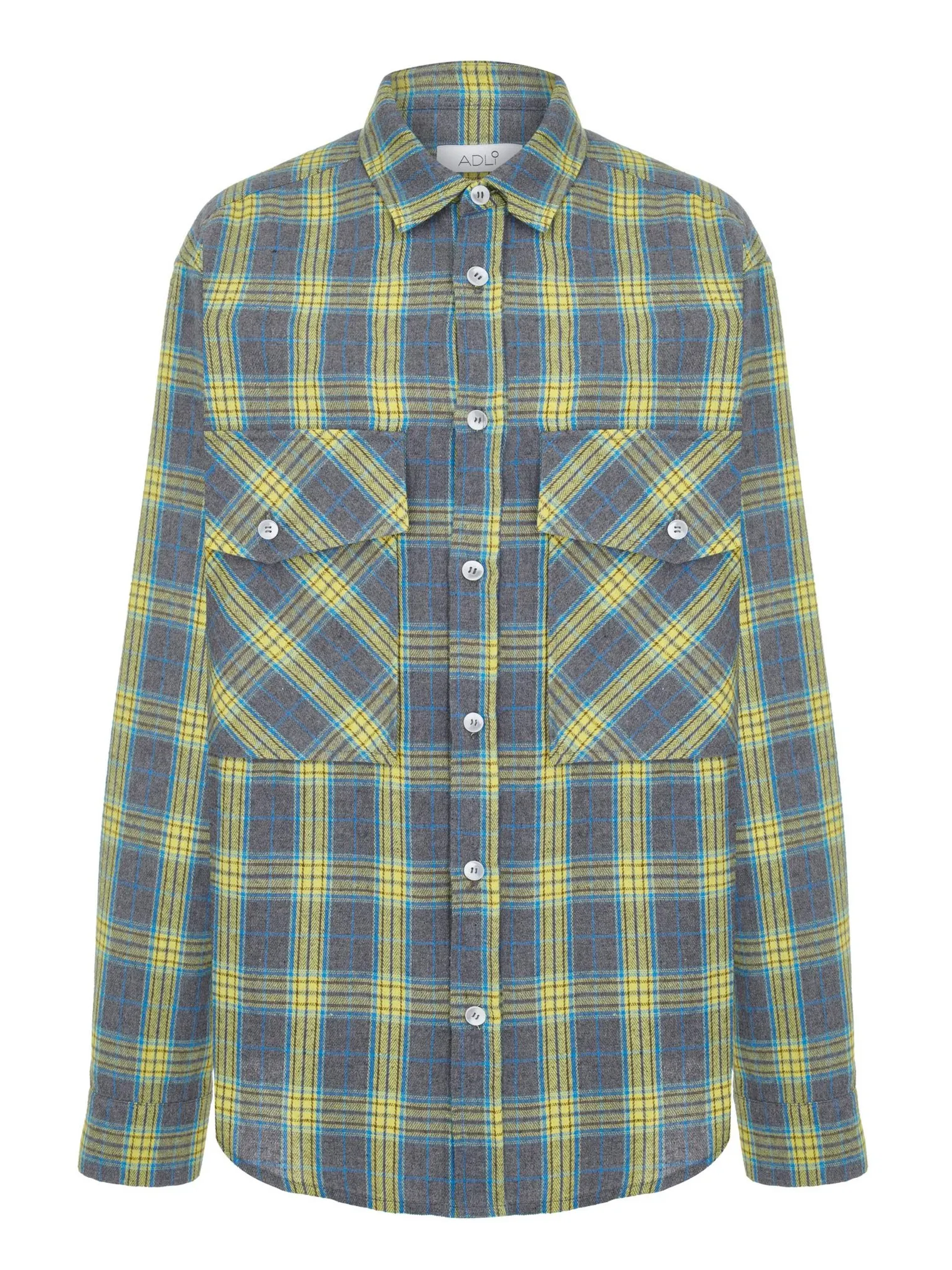 Рубашка мужского кроя с карманами в клетку в цвете графитовый/жёлтый фото 8