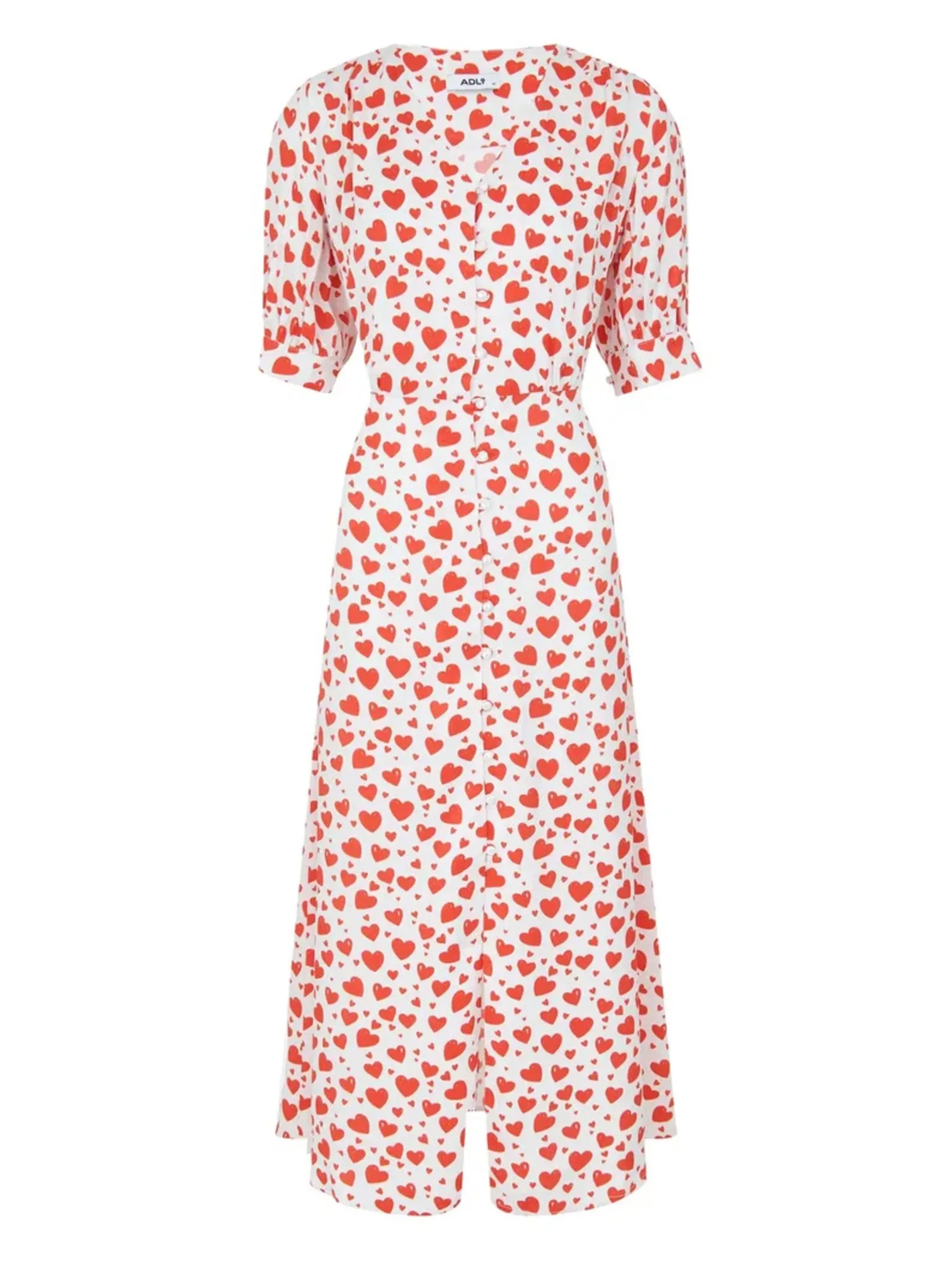 Платье миди на пуговицах с принтом сердца в цвете белый/красный фото 9