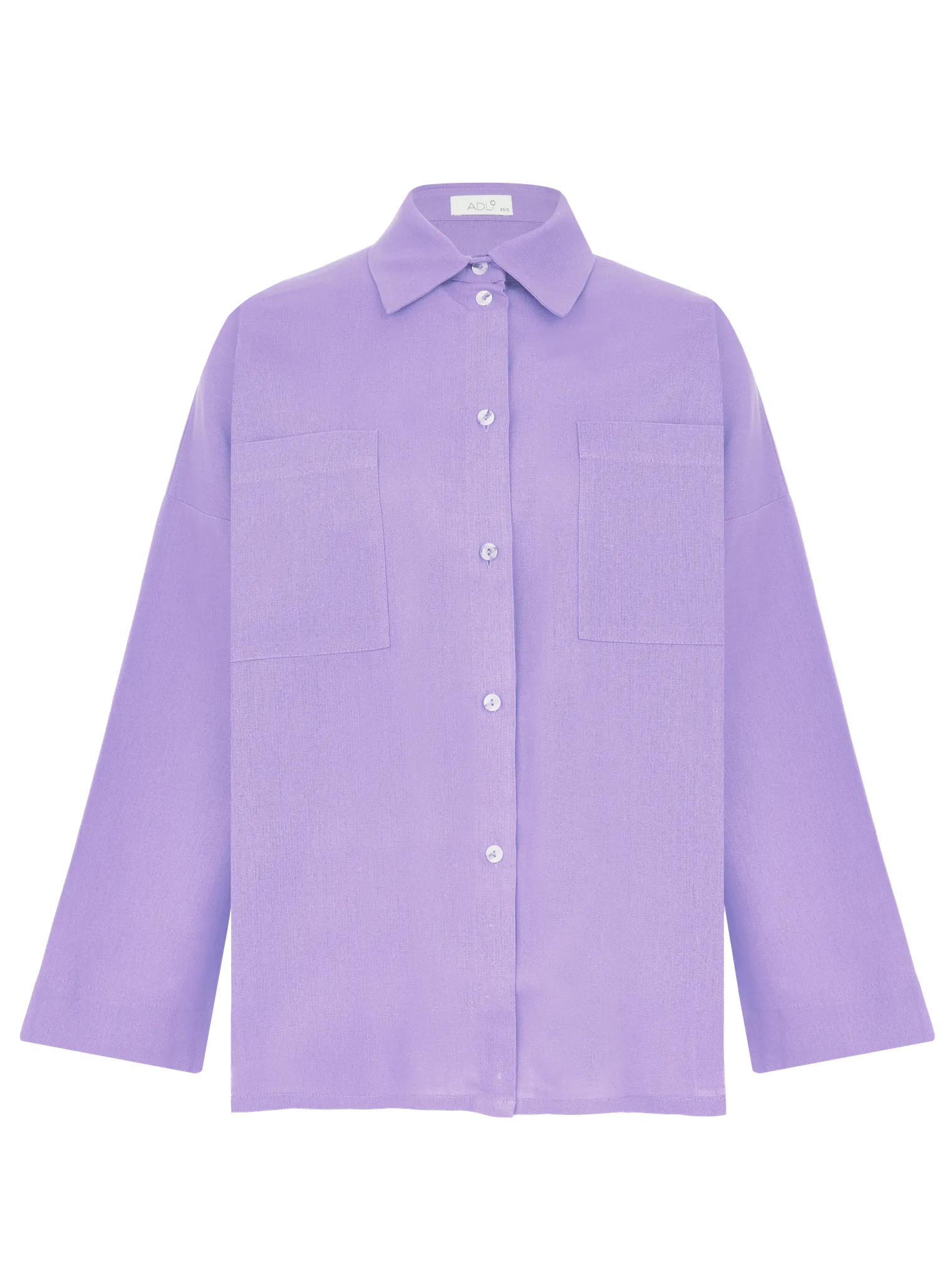 Костюм летний изо льна: рубашка, шорты лилового цвета фото 3