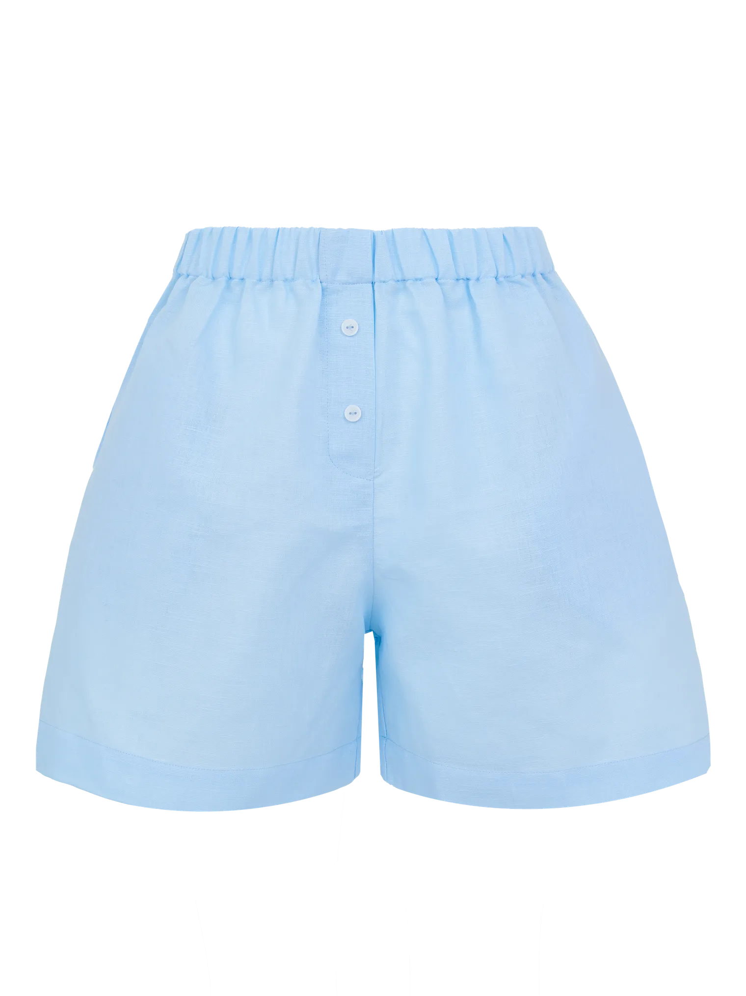 Костюм летний изо льна: рубашка, шорты голубого цвета фото 2