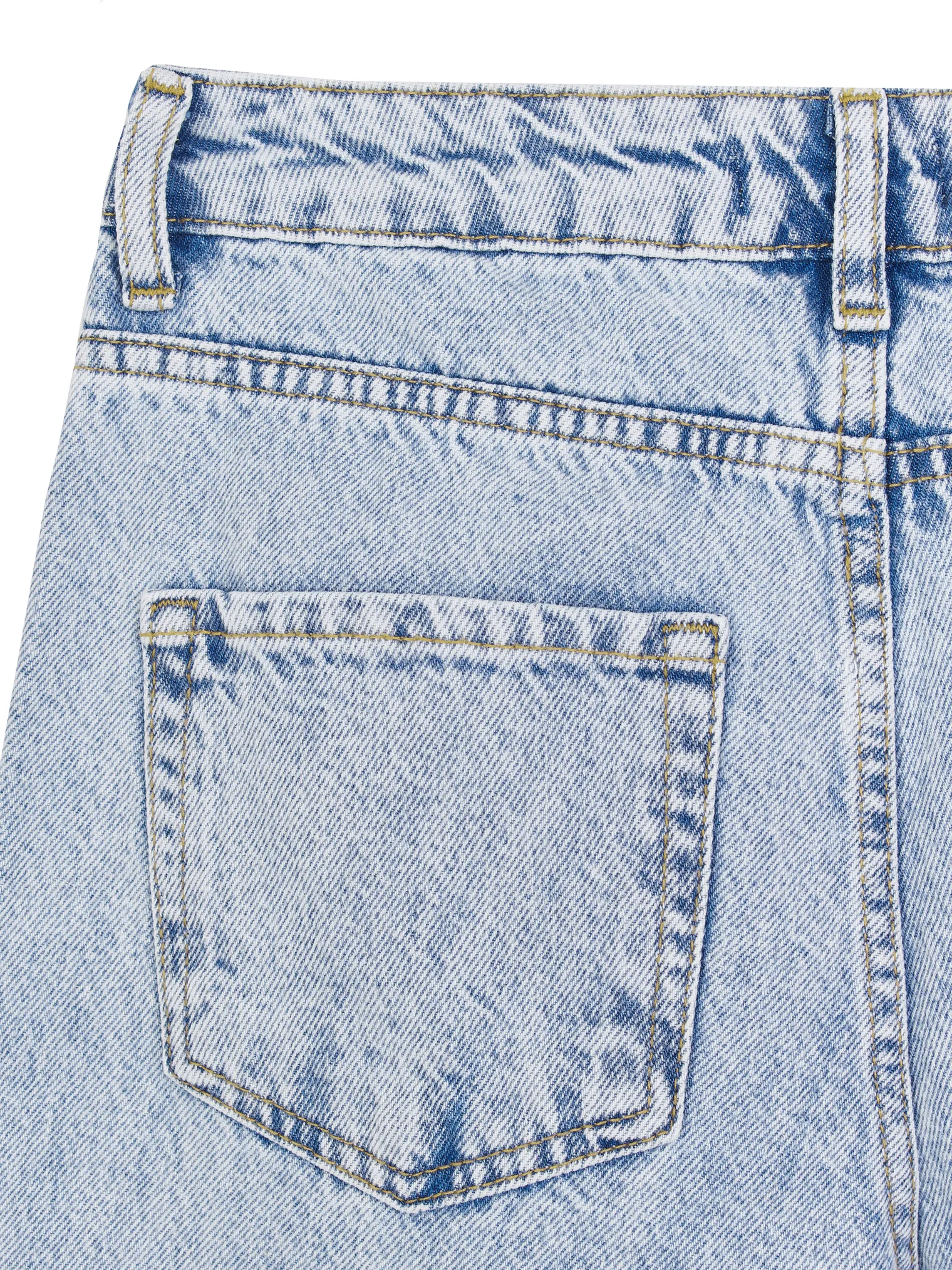 Джинсы прямого кроя с разрезами по низу цвета голубая варка фото 2