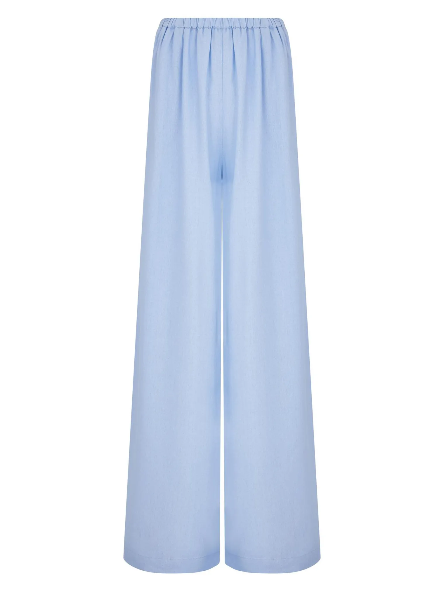 Брюки прямого кроя изо льна голубого цвета фото 9