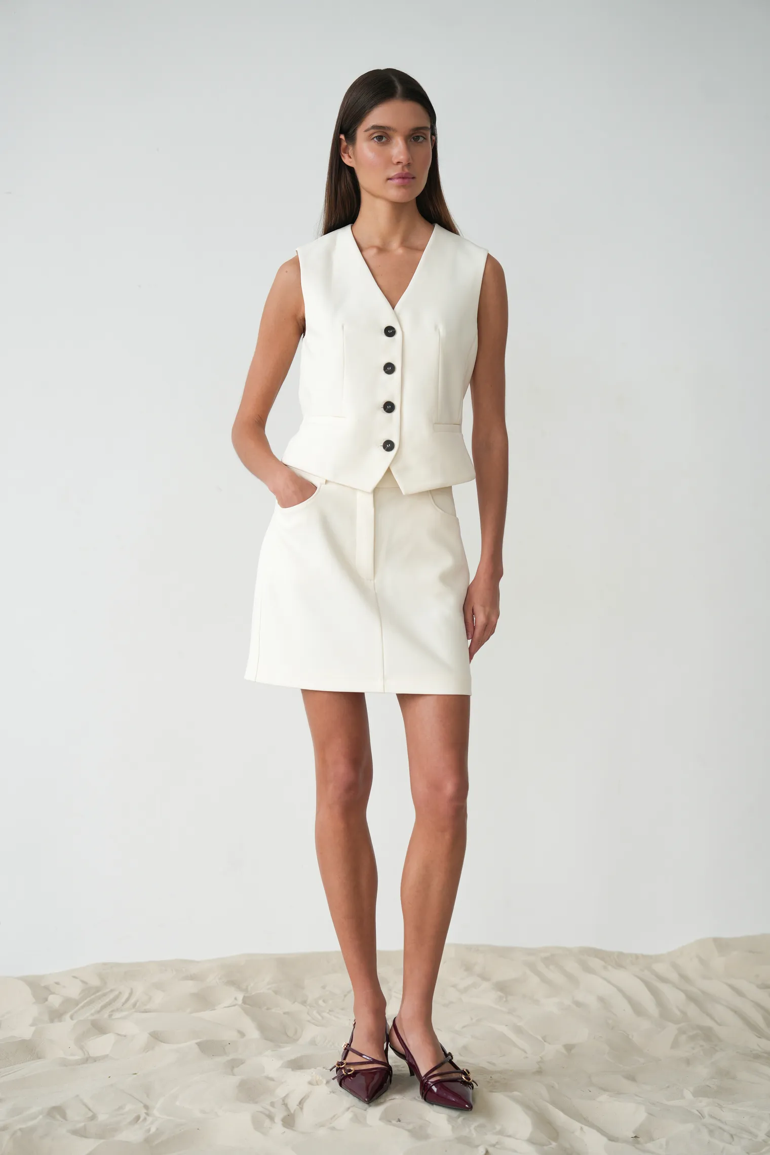 Юбка мини цвета тофу фото 3