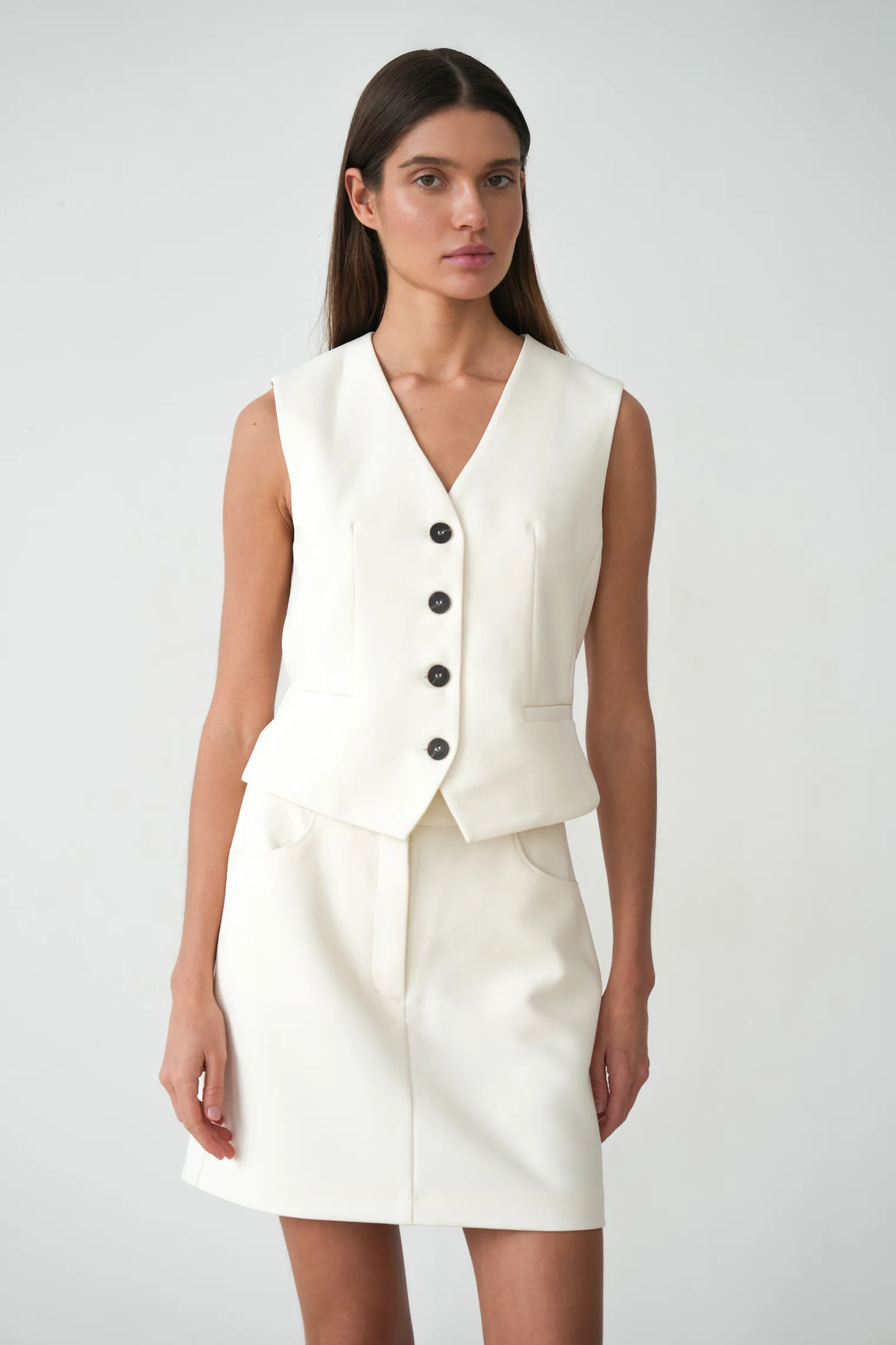 Юбка мини цвета тофу фото 1