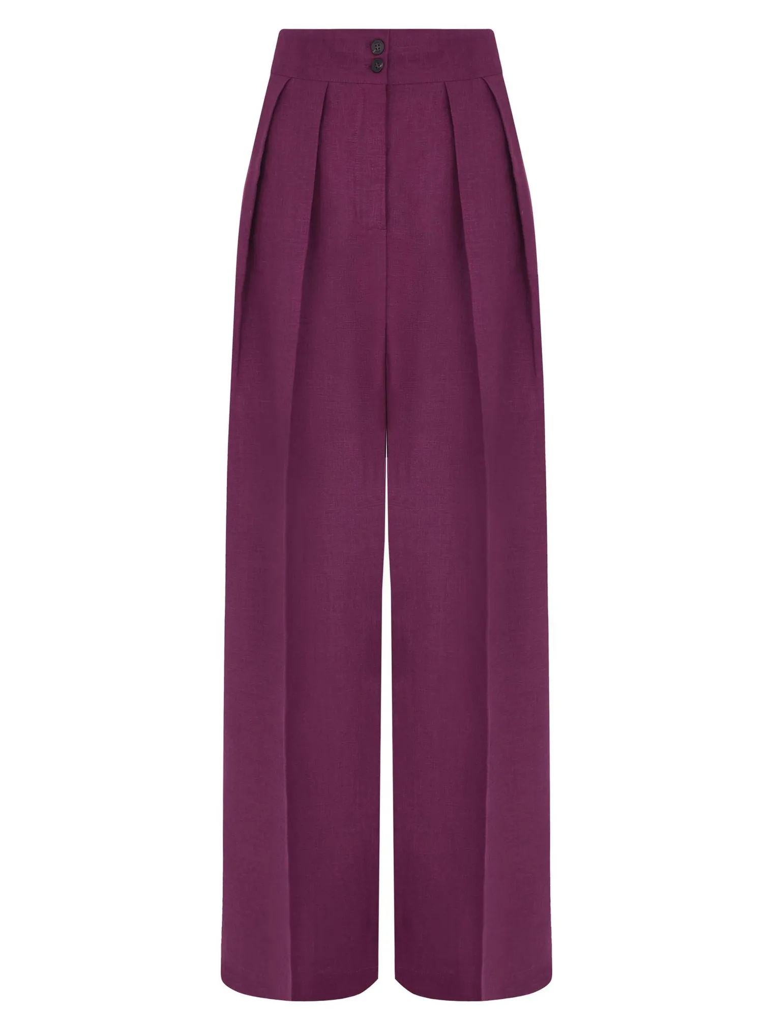 Брюки широкого кроя с завышенной талией со складками сливового цвета фото 8