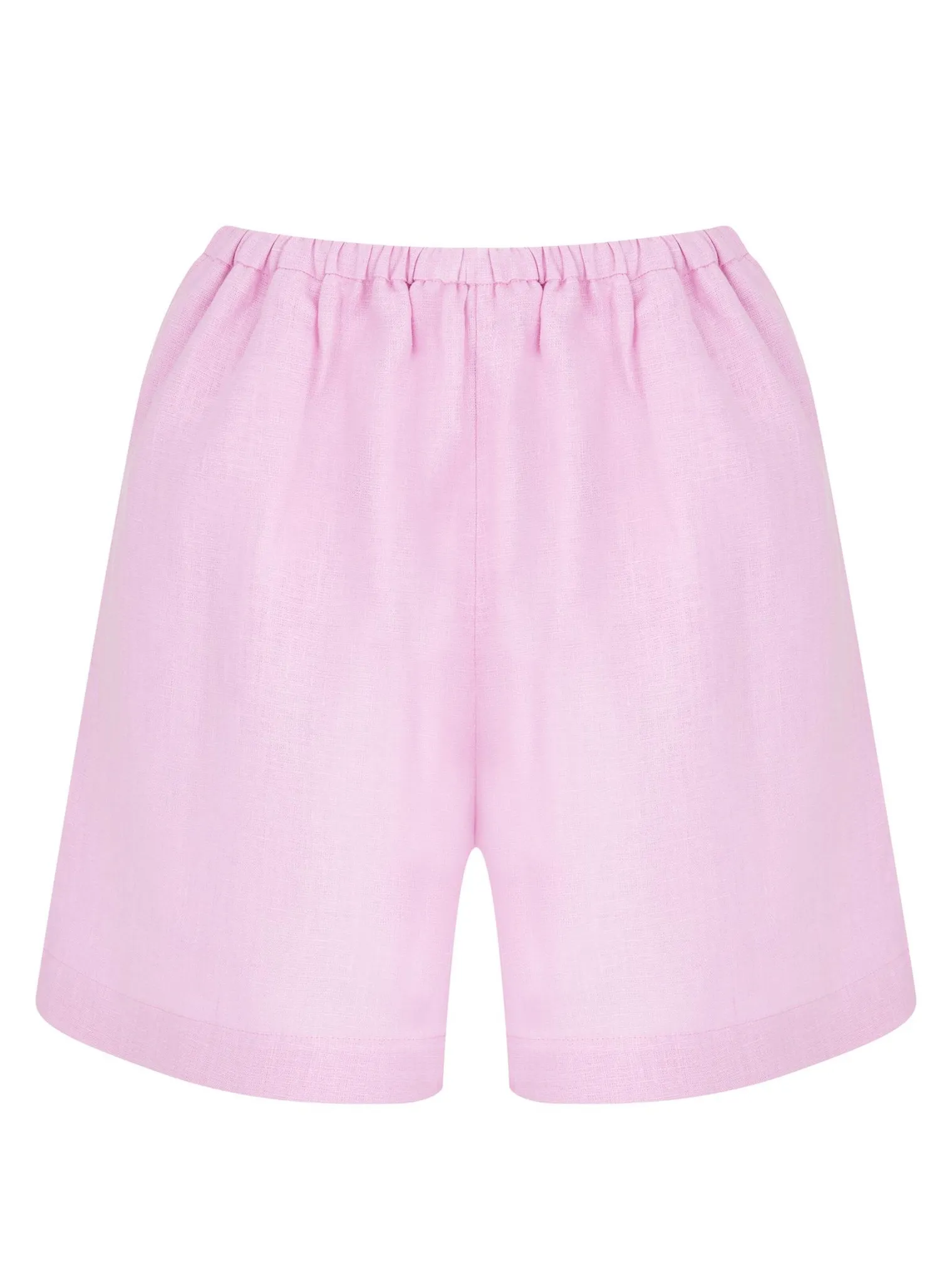 Шорты изо льна цвета пион фото 10