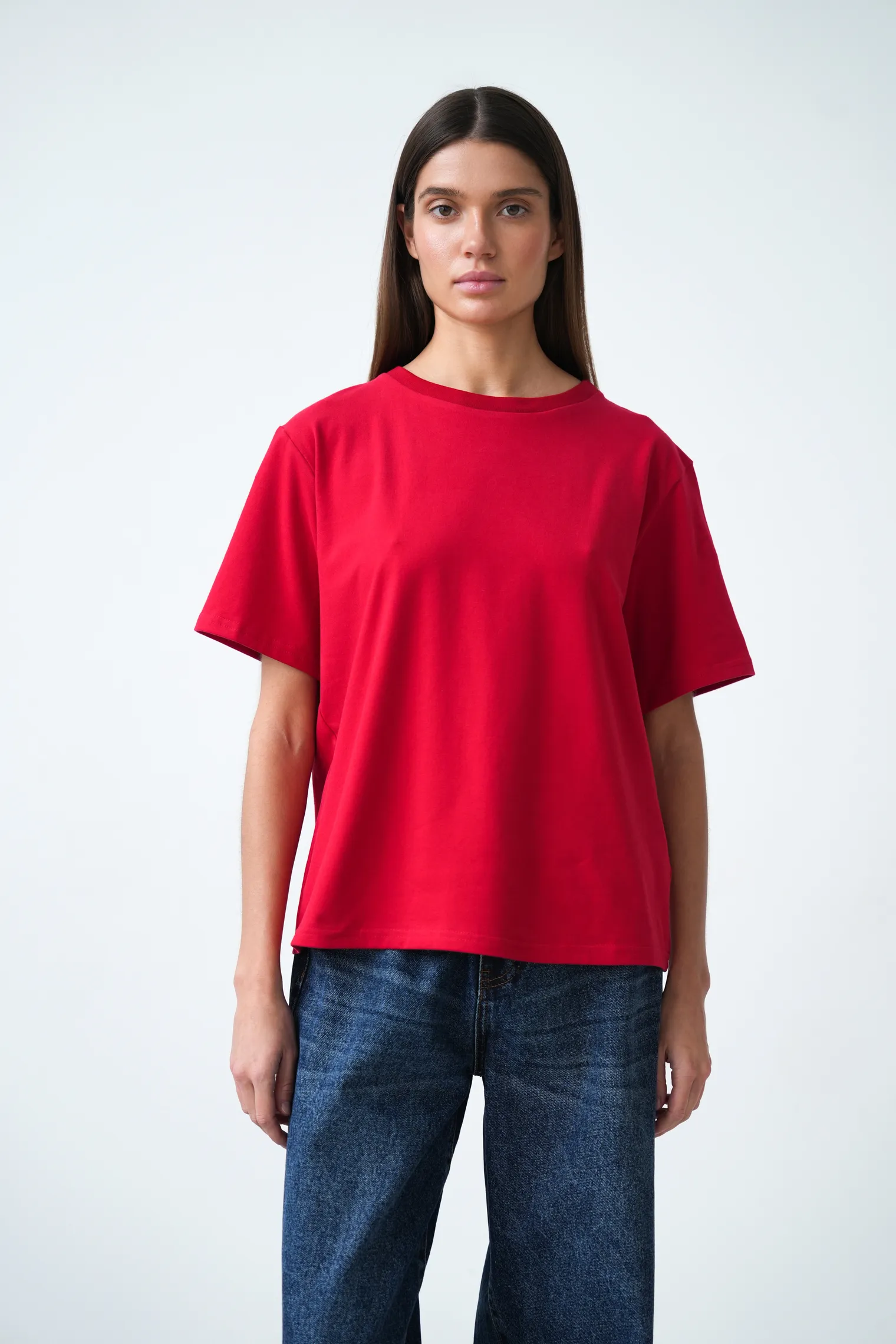 Футболка свободного кроя красного цвета фото 6