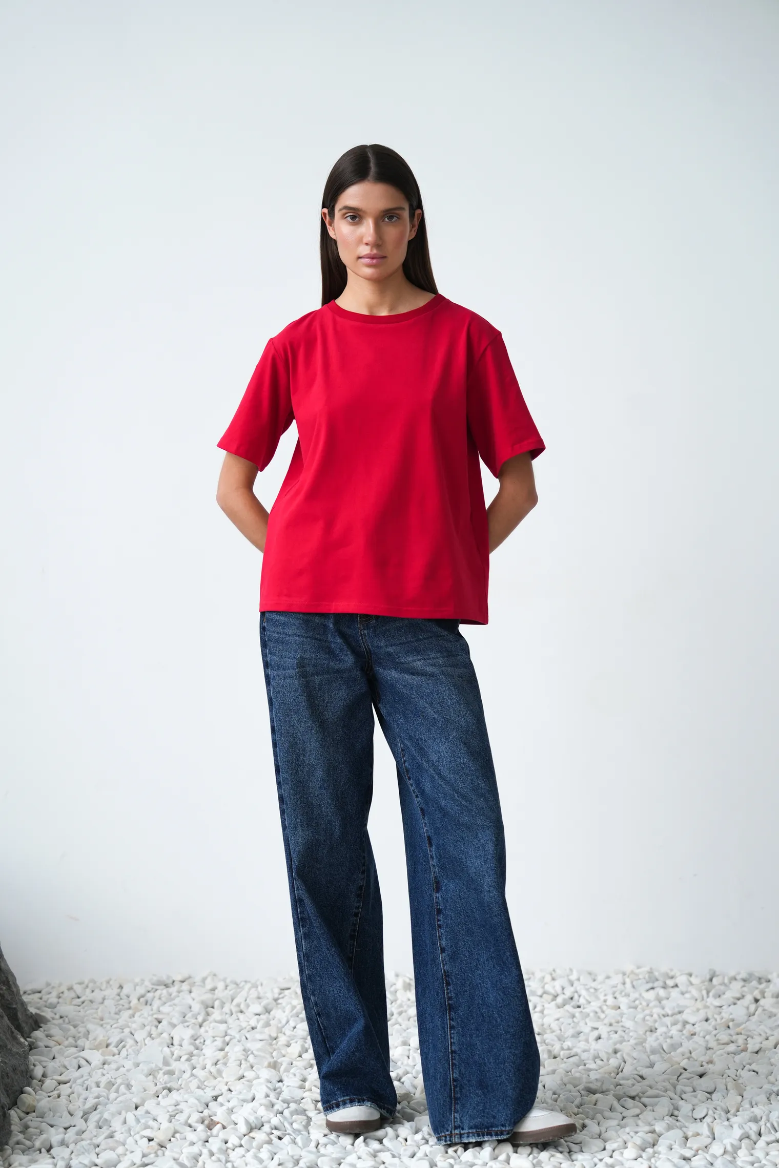 Футболка свободного кроя красного цвета фото 5