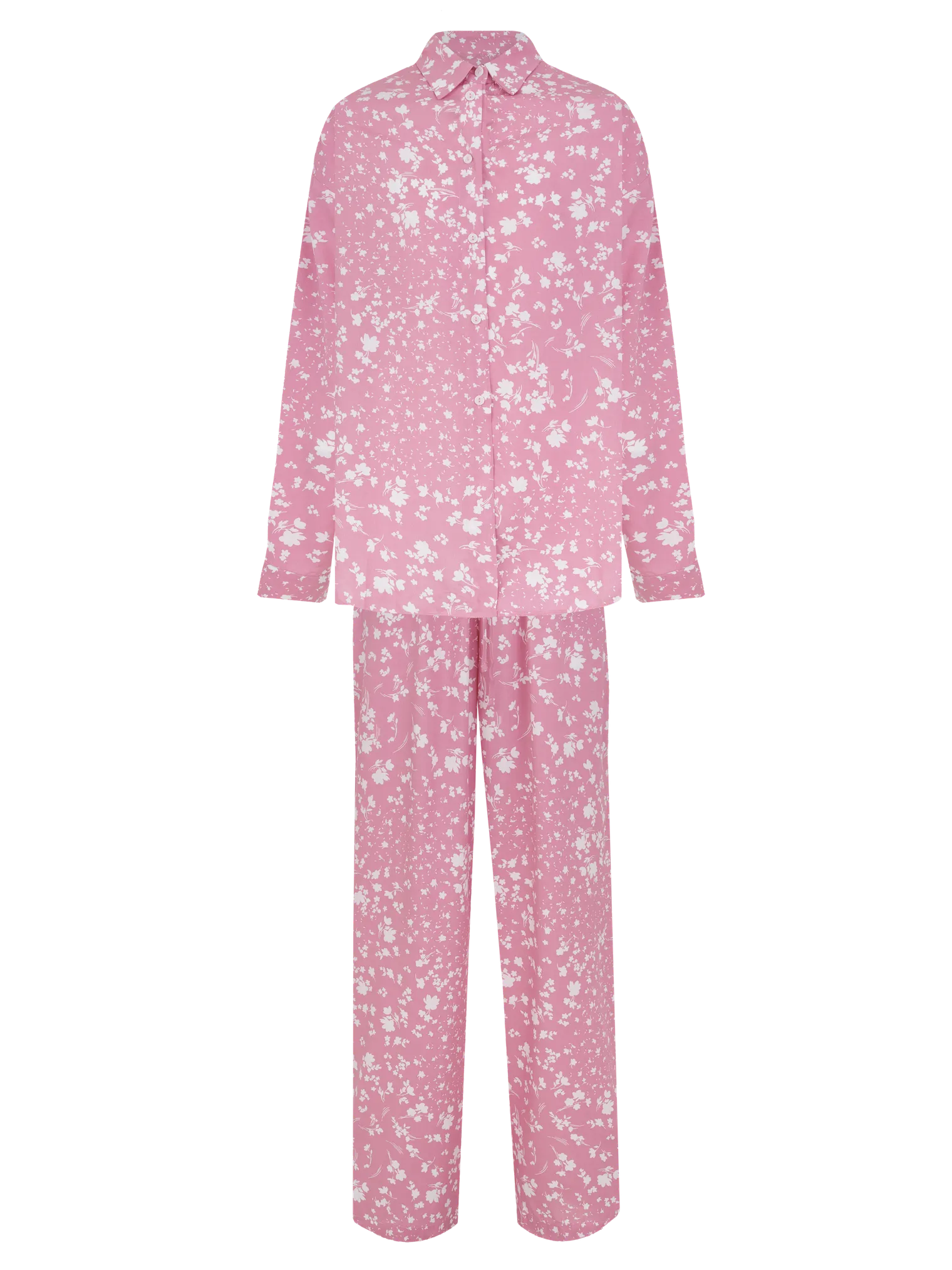 Костюм из хлопка: рубашка, брюки, топ с принтом в цвете розовый/белый фото 1