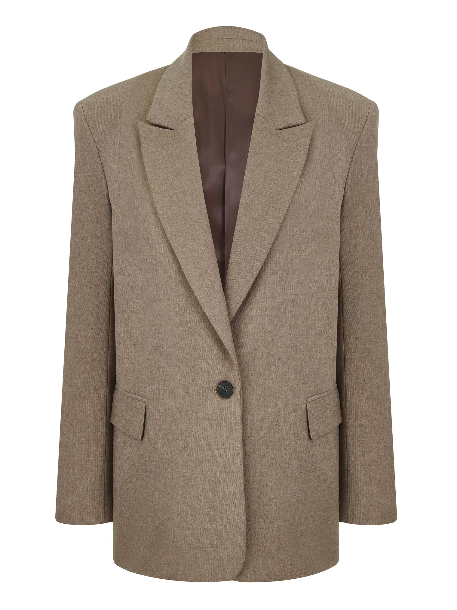 Однобортный жакет с накладными карманами цвета мускатный орех фото 8