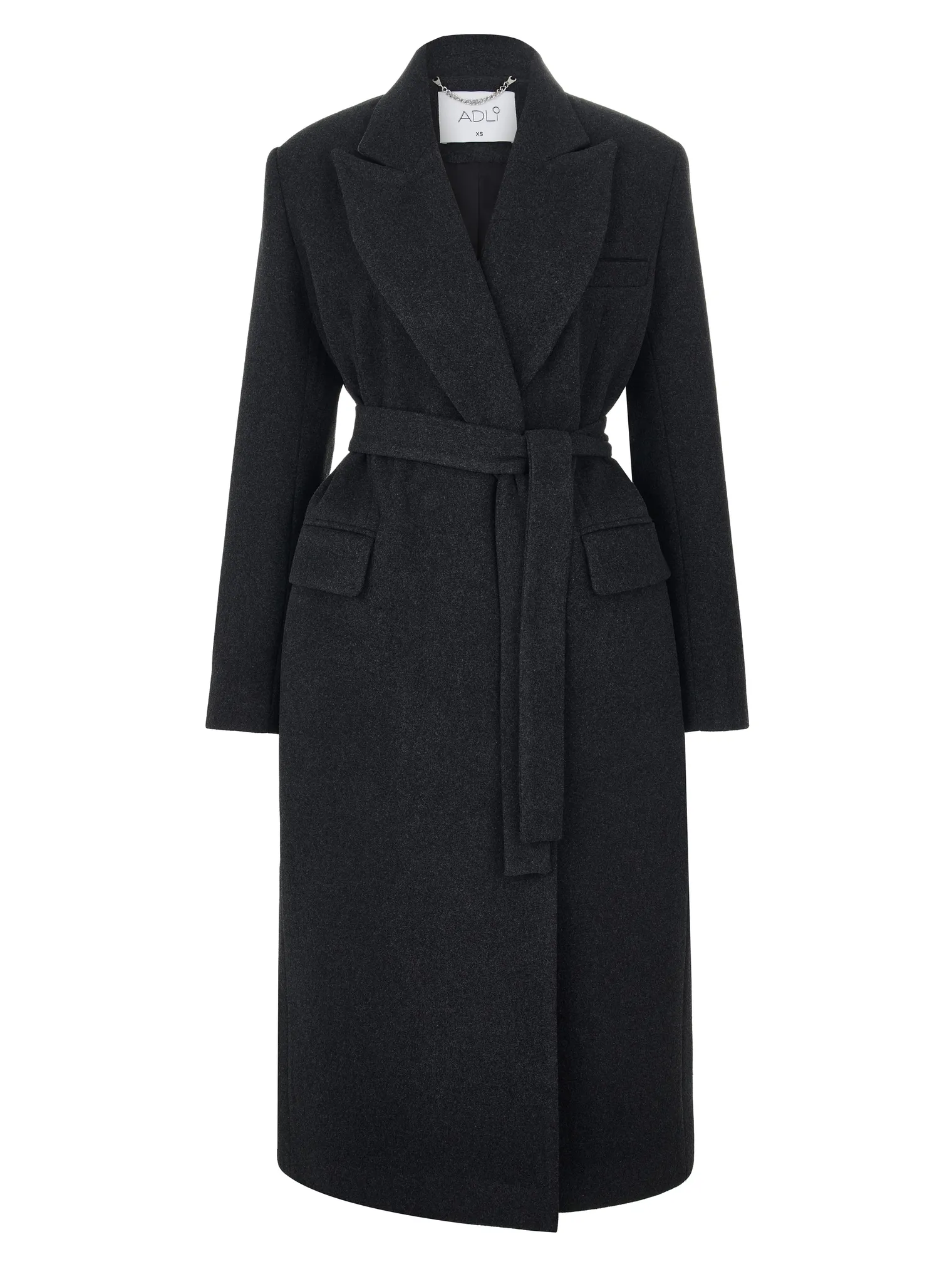 Двубортное пальто с накладными карманами графитового цвета фото 9