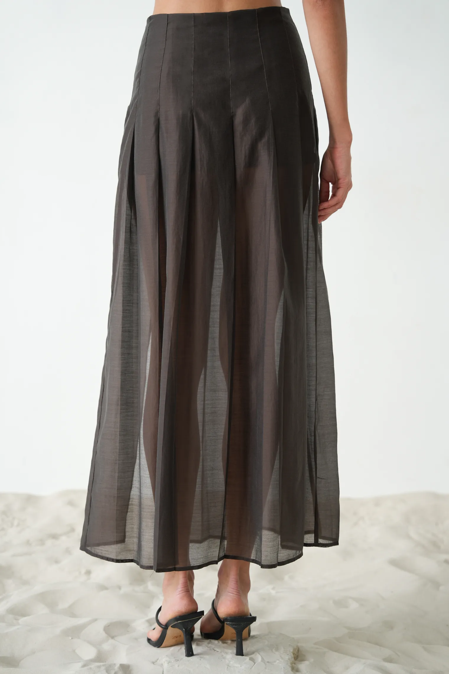 Юбка из прозрачной ткани цвета горький шоколад фото 7