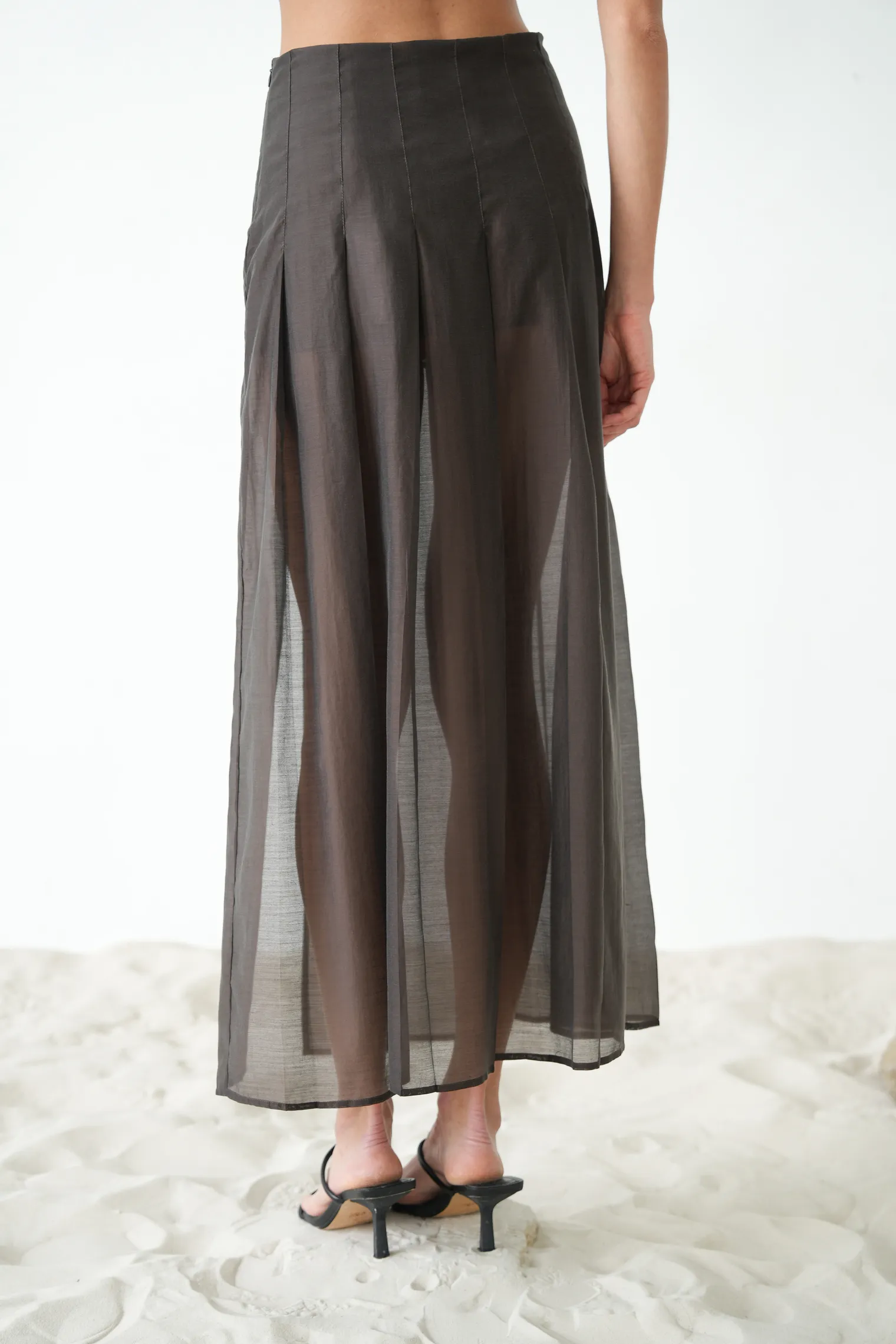 Юбка из прозрачной ткани цвета горький шоколад фото 4