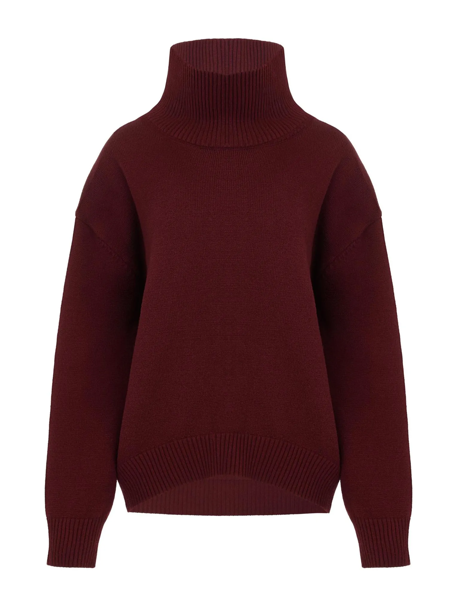 Джемпер мелкой вязки с высоким воротником цвета бургундия фото 8