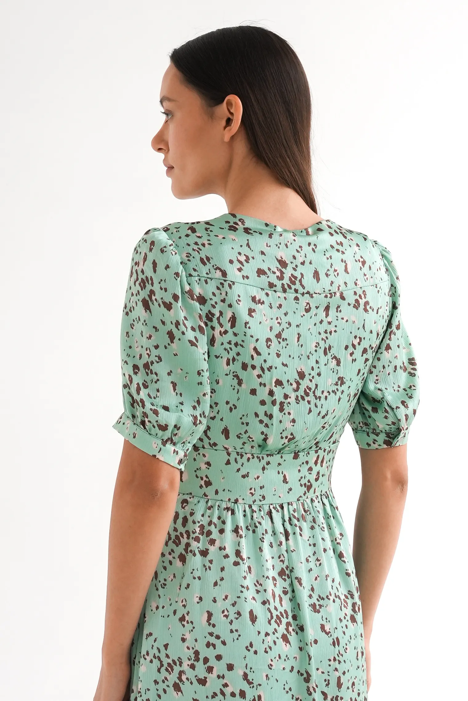 Платье на пуговицах с принтом в цвете зелёный/коричневый фото 7