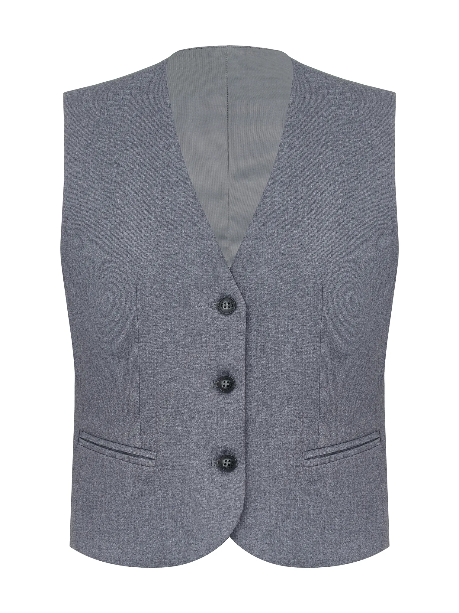Однобортный жилет с пуговицами серого цвета фото 8