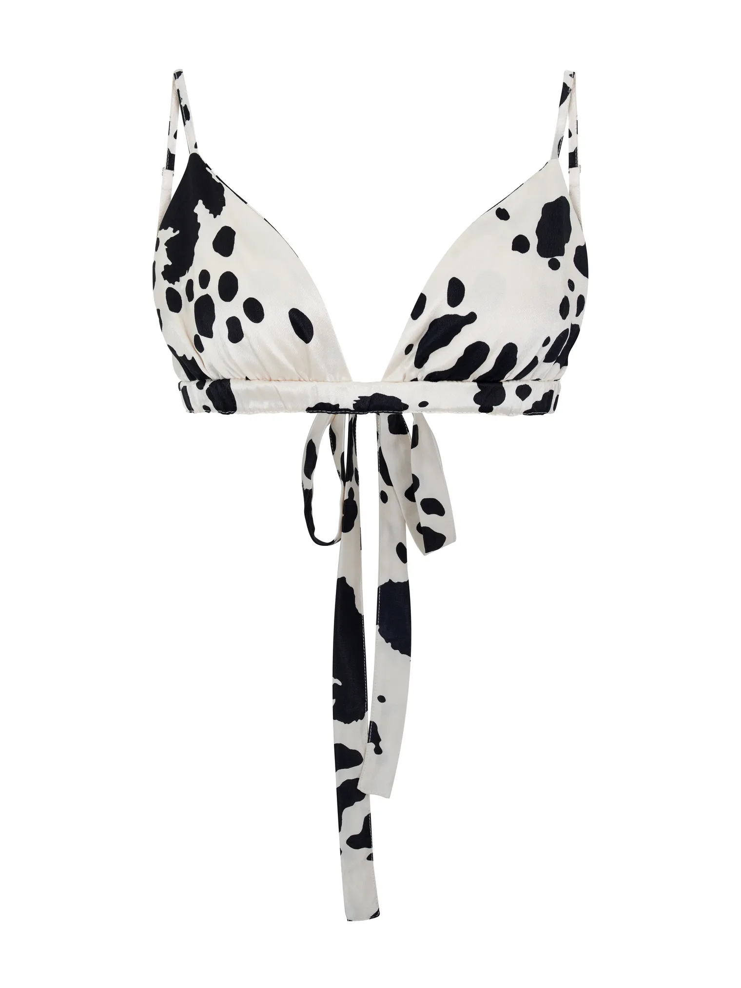 Костюм из вискозы: рубашка, брюки, топ укороченный с принтом в цвете черный/белый фото 2